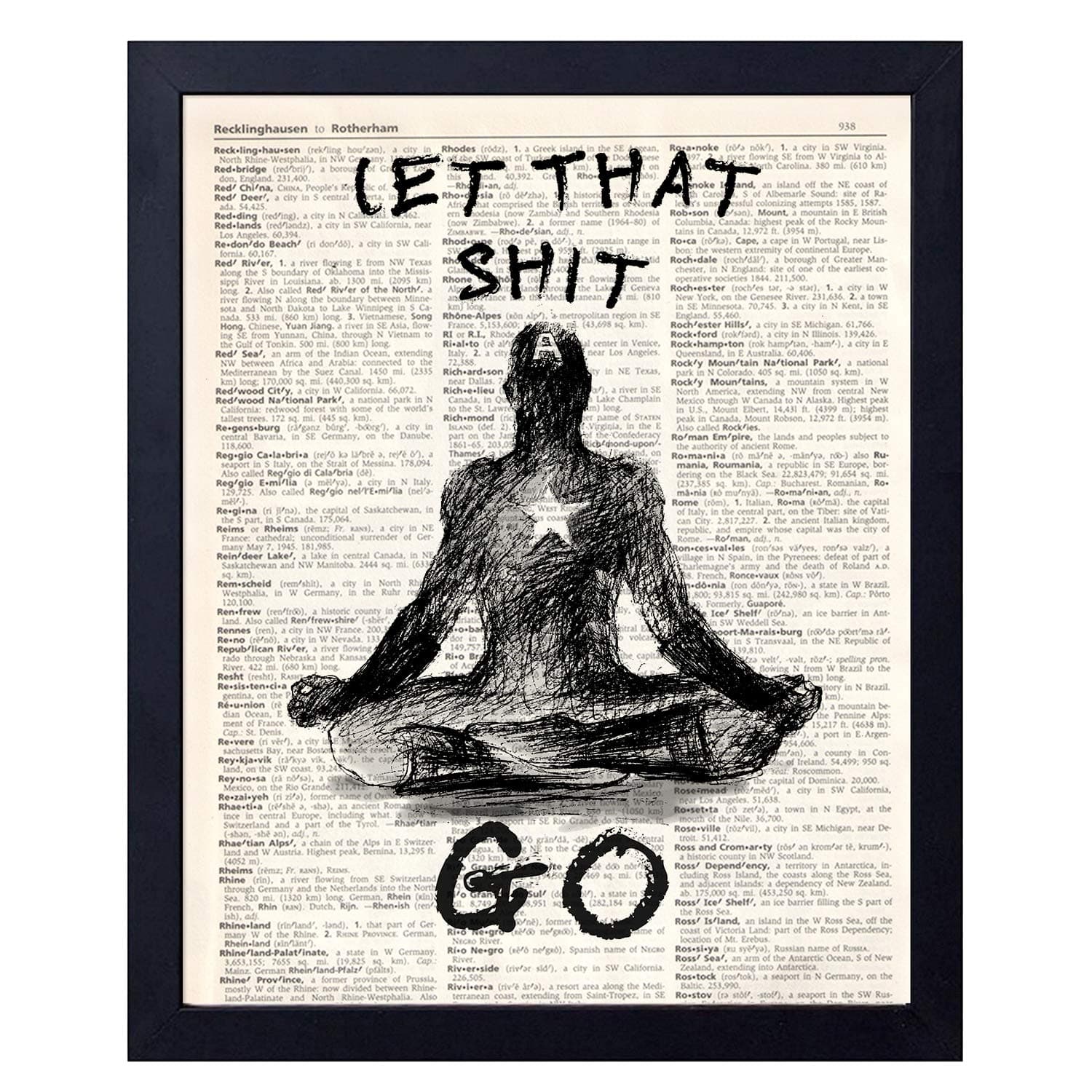 akeke Super Heros Captain Funny Yoga Meditation Wall Vintage Book Art Prints Poster 8x10 Unframed, Great Superhero Captain America Fans Motivational Gift (Captain1)