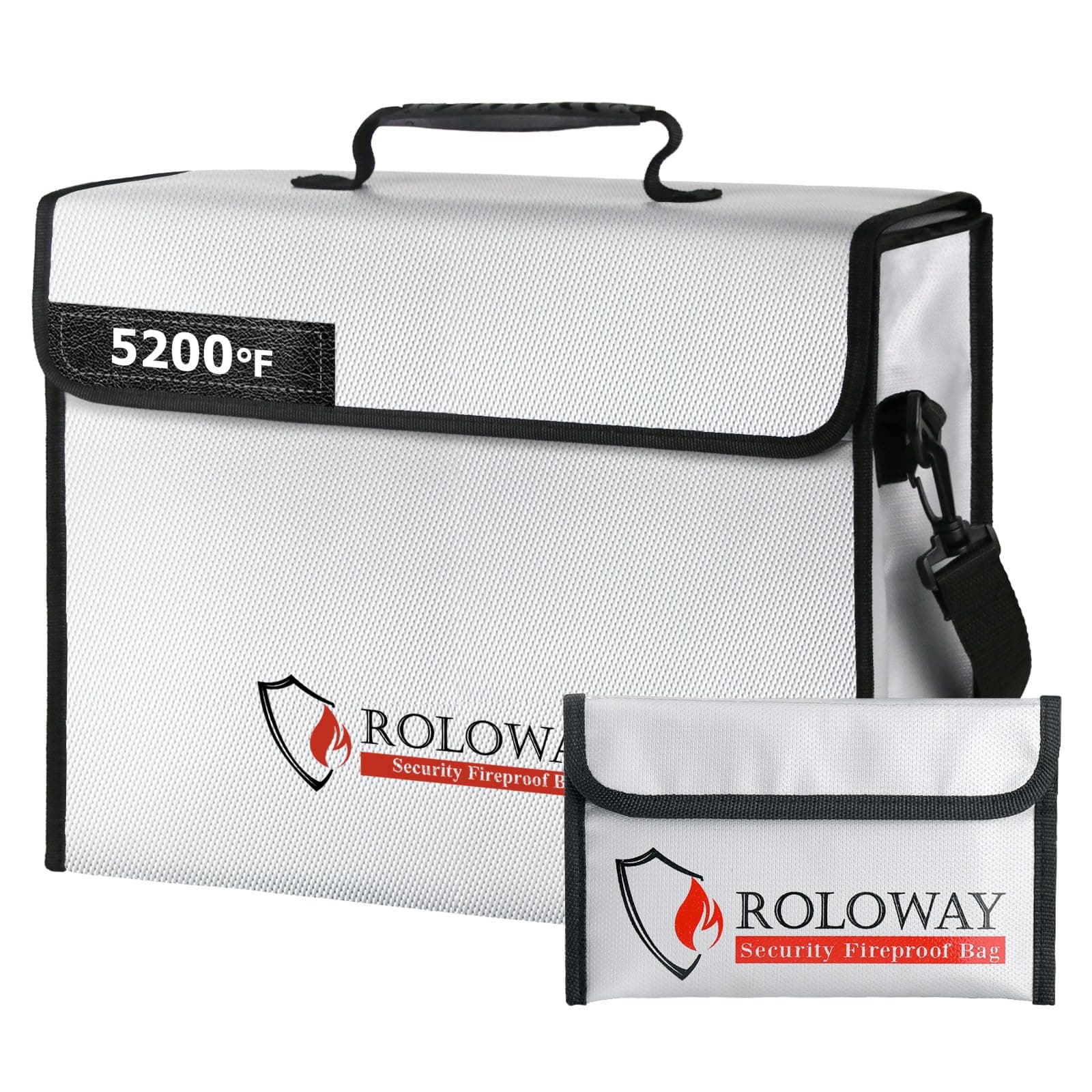 ROLOWAY Large Fireproof Bag 5200℉ Heat Insulated (15 x 12 x 5 inches), Fireproof Document Bag for Cash Safe and Document Safe