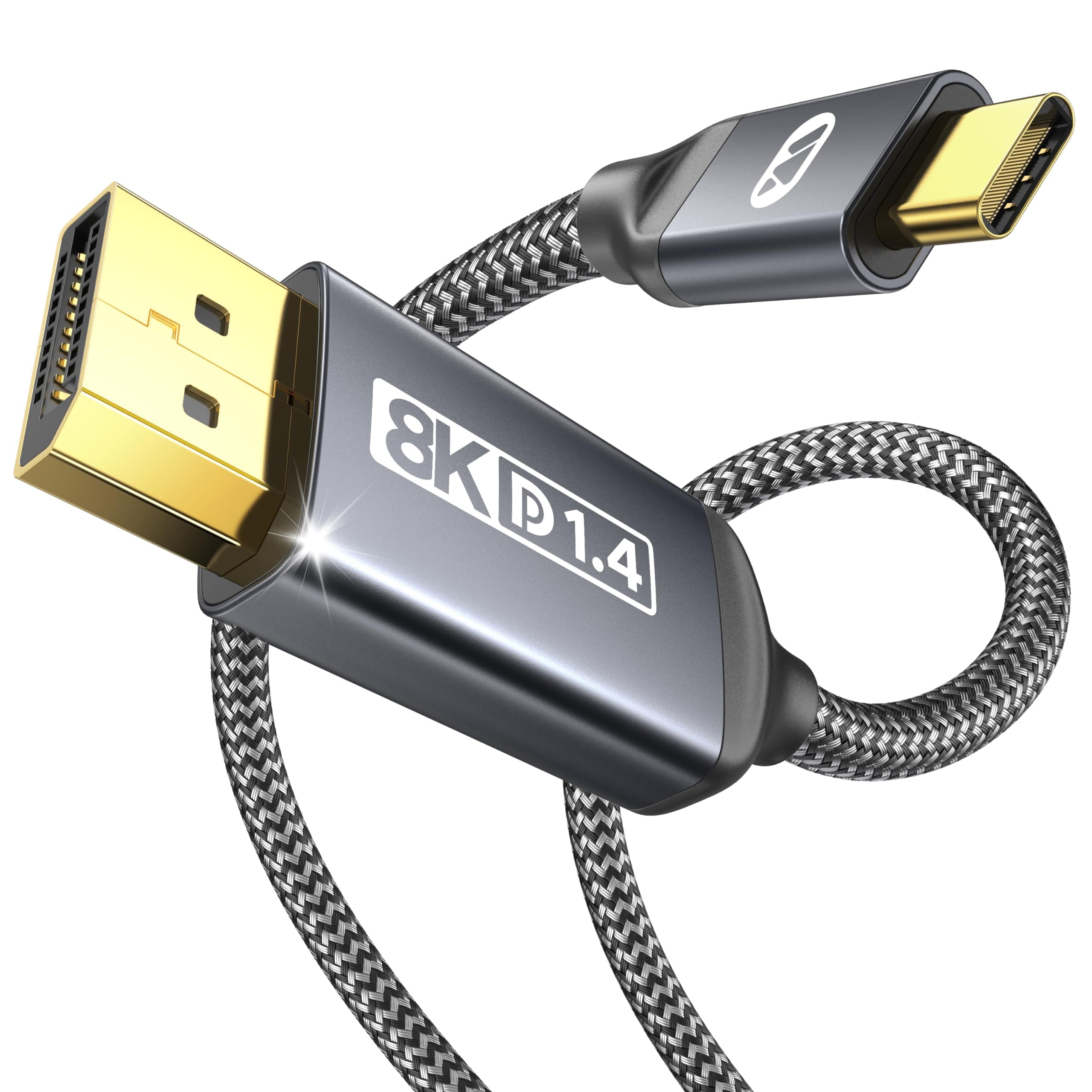 Warrky USB C to DisplayPort 1.4 Cable 6FT | 8K@60Hz, 4K@240Hz | Stable Gold-Plated | Aluminum Type-C to Display Port (DP) Cord, Thunderbolt 5/4/3 Compatible for iPhone 17, MacBook Pro/Air, iPad, XPS