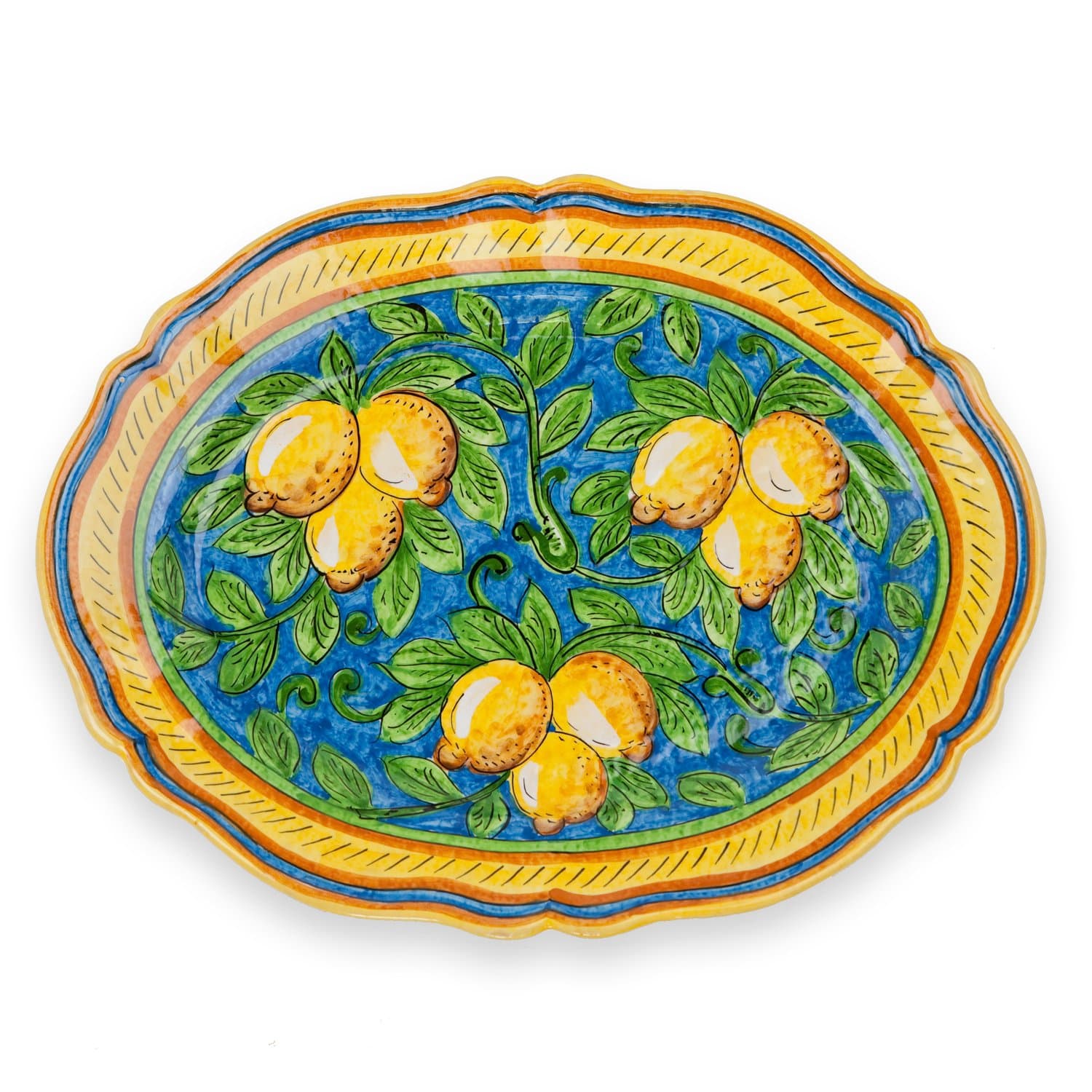 Hand Painted Limone Fluted Platter From Italy