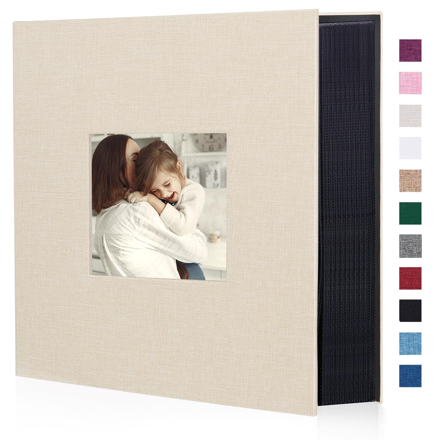 Fabric Photo Album 4x6 600 Large Capacity for Family Wedding Anniversary Linen Album Holds 600 Horizontal and Vertical Photos (600 Pockets, Beige)