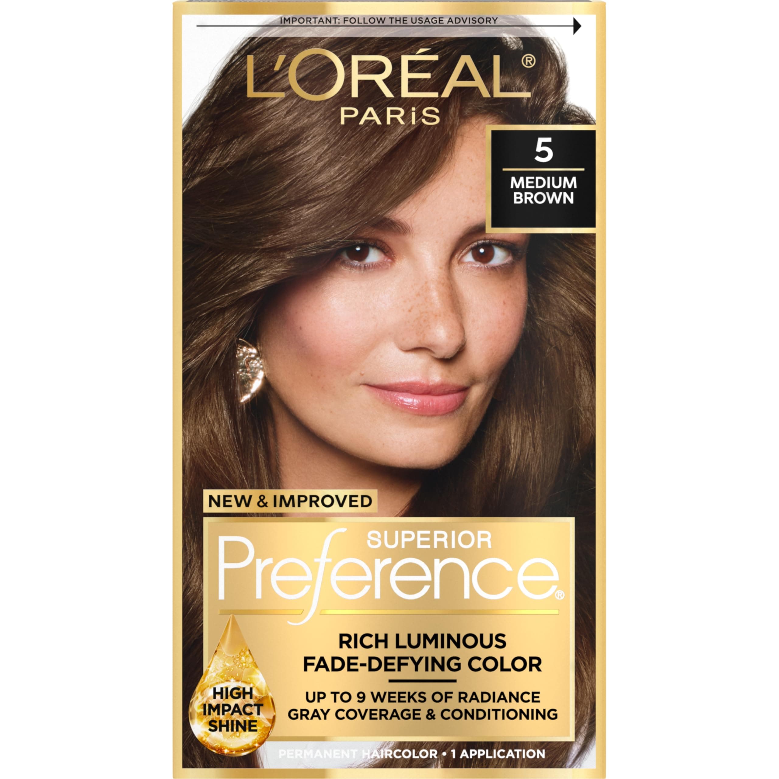 L'Oreal Superior Preference Fade-Defying Color # 5 Medium Brown - Natural 1 Application (並行輸入品)