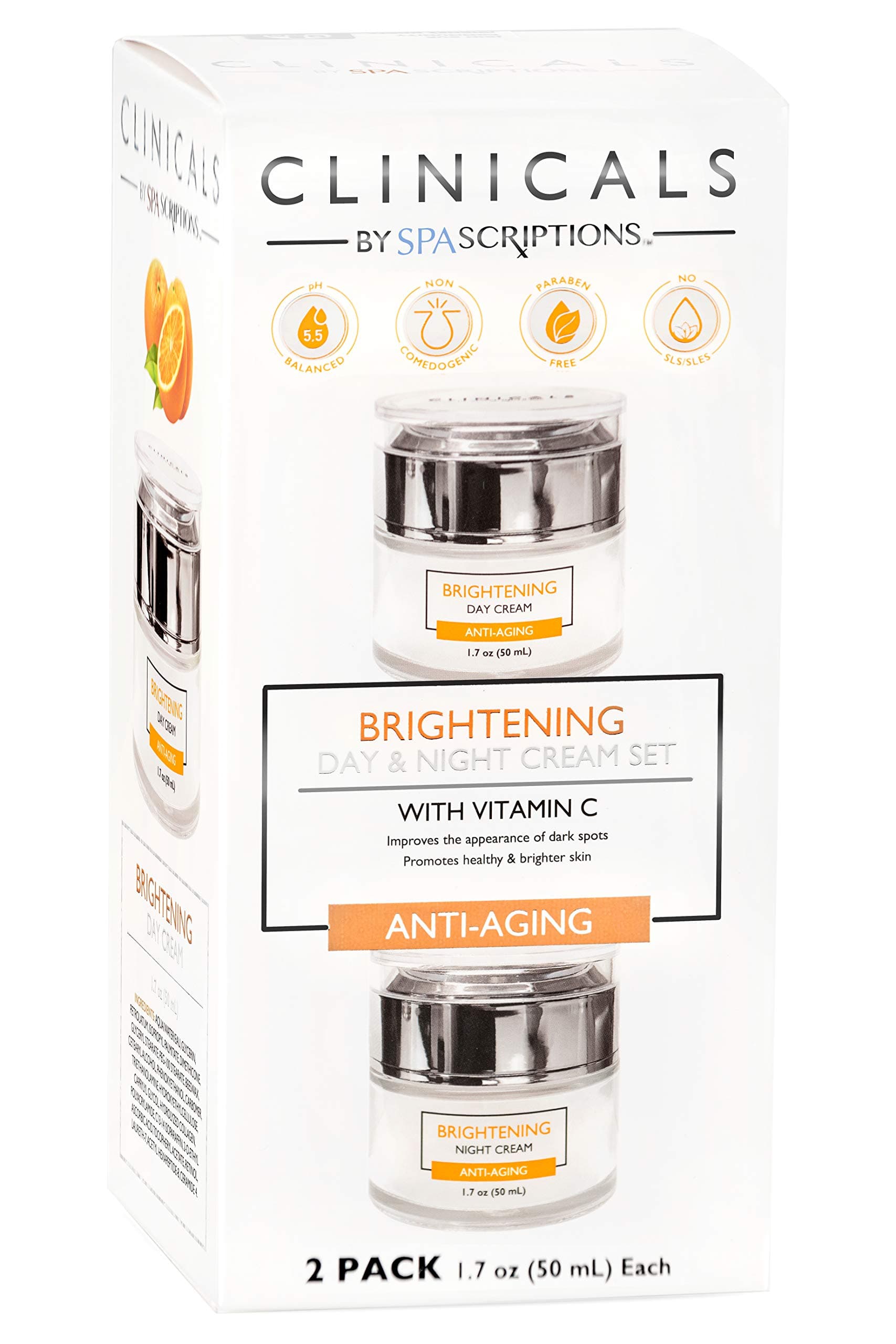 Clinicals Brightening Vitamin C Day & Night Cream Set - 2 Pack (1.7oz)