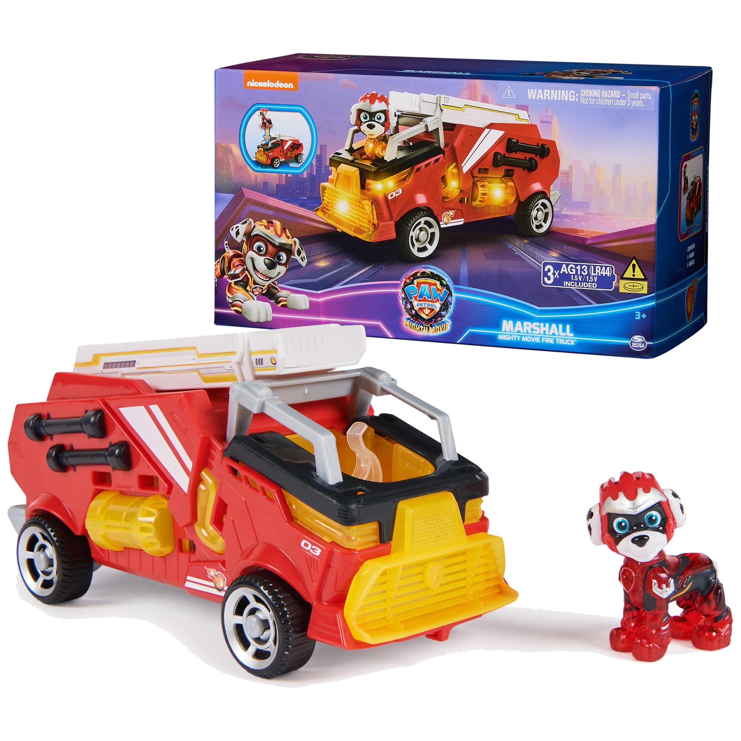 The Mighty Movie, Firetruck Toy with Marshall Mighty Pups Action Figure, Lights and Sounds, Kids Toys for Boys & Girls 3+