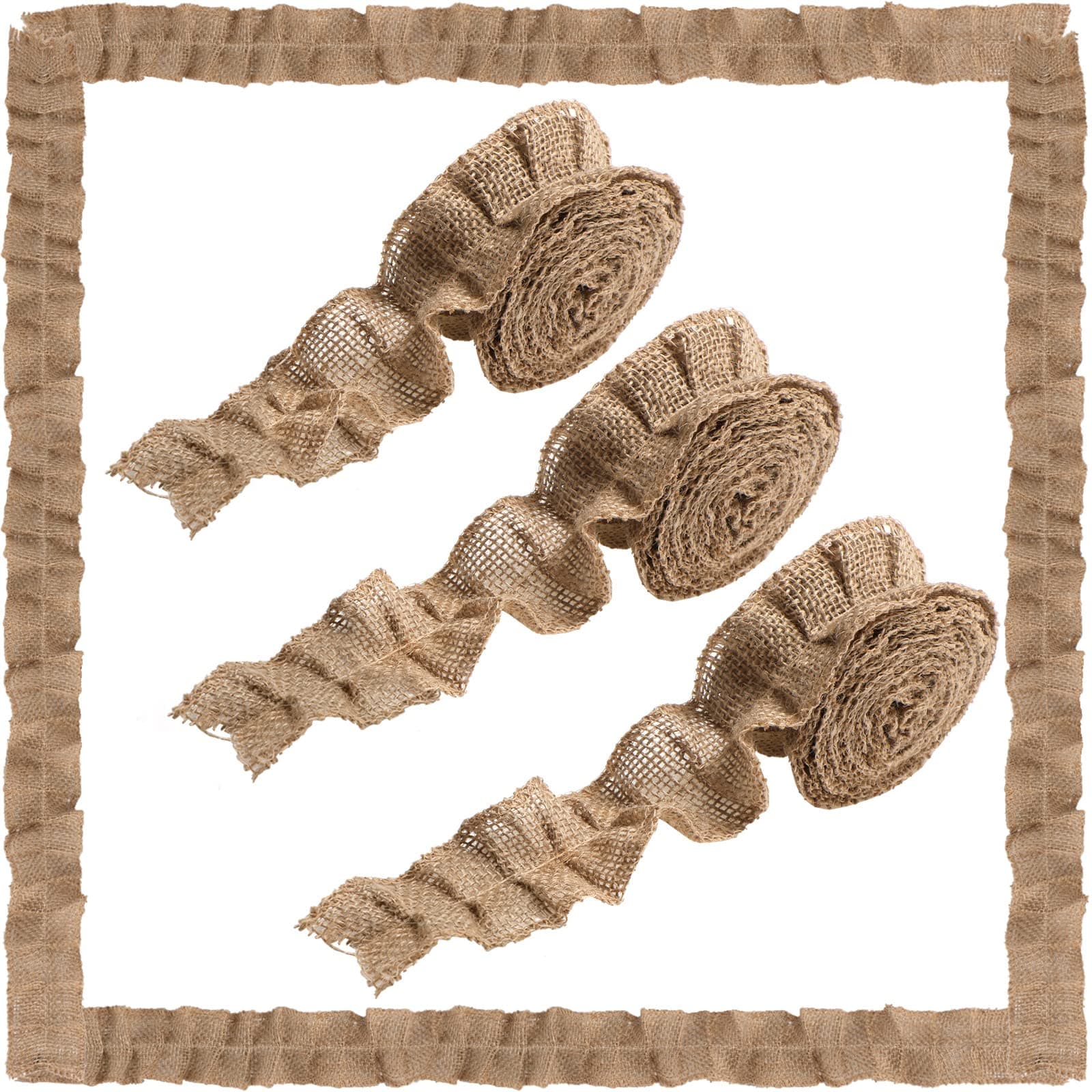 6 Rolls Ruffled Bulletin Board Borders for Classroom Decor Farmhouse Classroom Decor Burlap Bulletin Borders DIY Border Trims Crafts Classroom Home Decoration (Light Brown, 2 x 94.5 Inch)