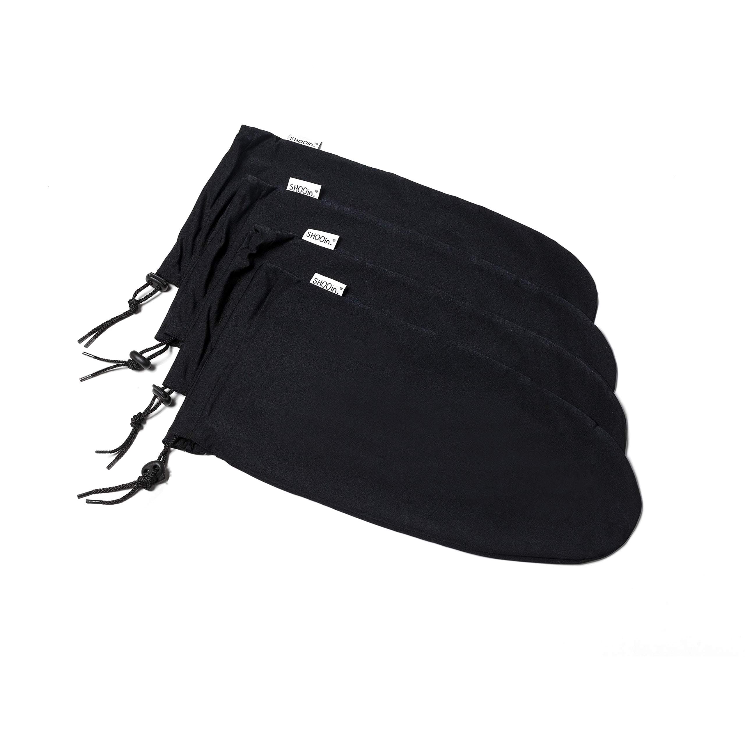 Drawstring Locked Travel Shoe Bag Set, Reinforced Flexible Fabric for Packing and Home Storage (Economy 4pack, black)
