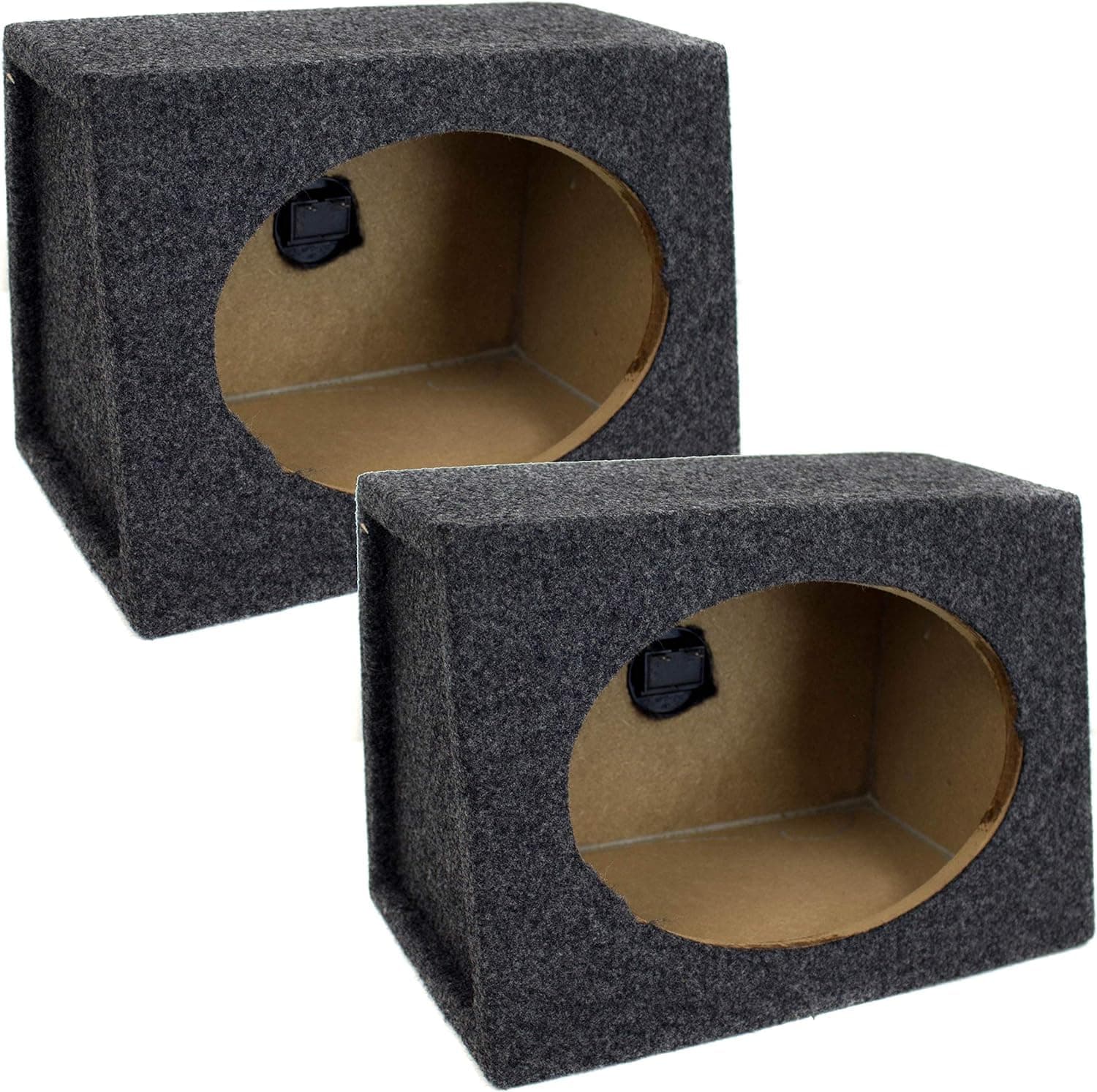 6.9in Gray Carpet Speaker Enclosure, Subwoofer Driver Enclosure with Ports for DIY Car or Truck Audio Custom, Car Subwoofer Box with Sound-Absorbing Cotton & Premium Carpeted Finish