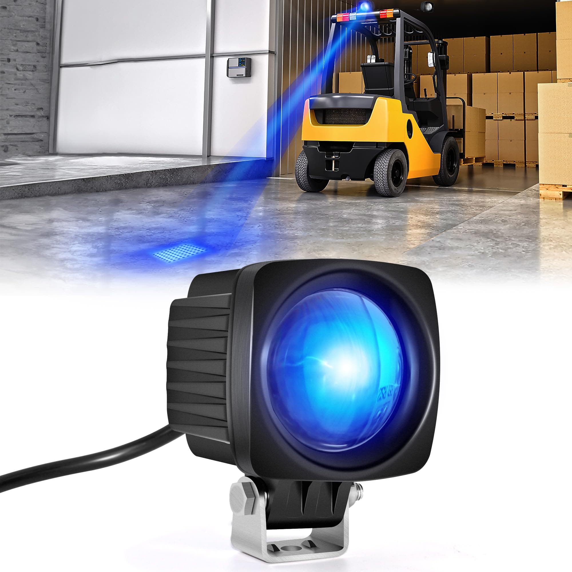 New Square LED Forklift Safety Lights Blue DC 12-100V Forklift Backup Lights 10W Warehouse Pedestrian Warning Spotlight