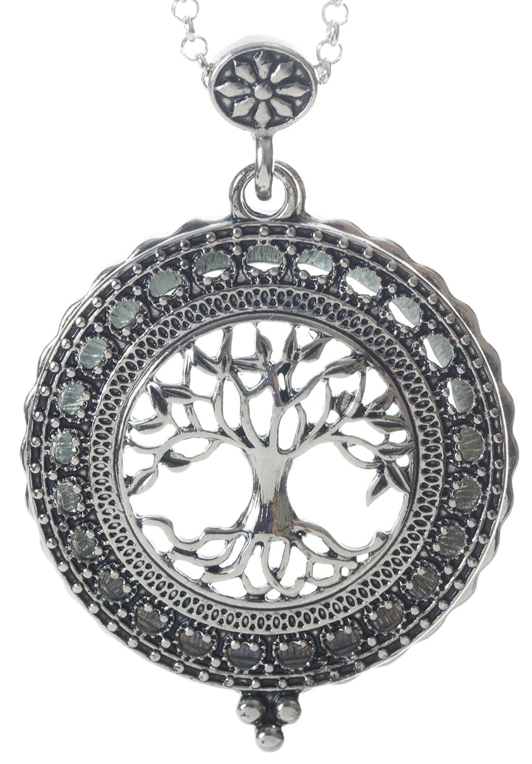 Tree of Life 4x Magnifier Magnifying Glass Sliding Top Pendant Necklace, 30"