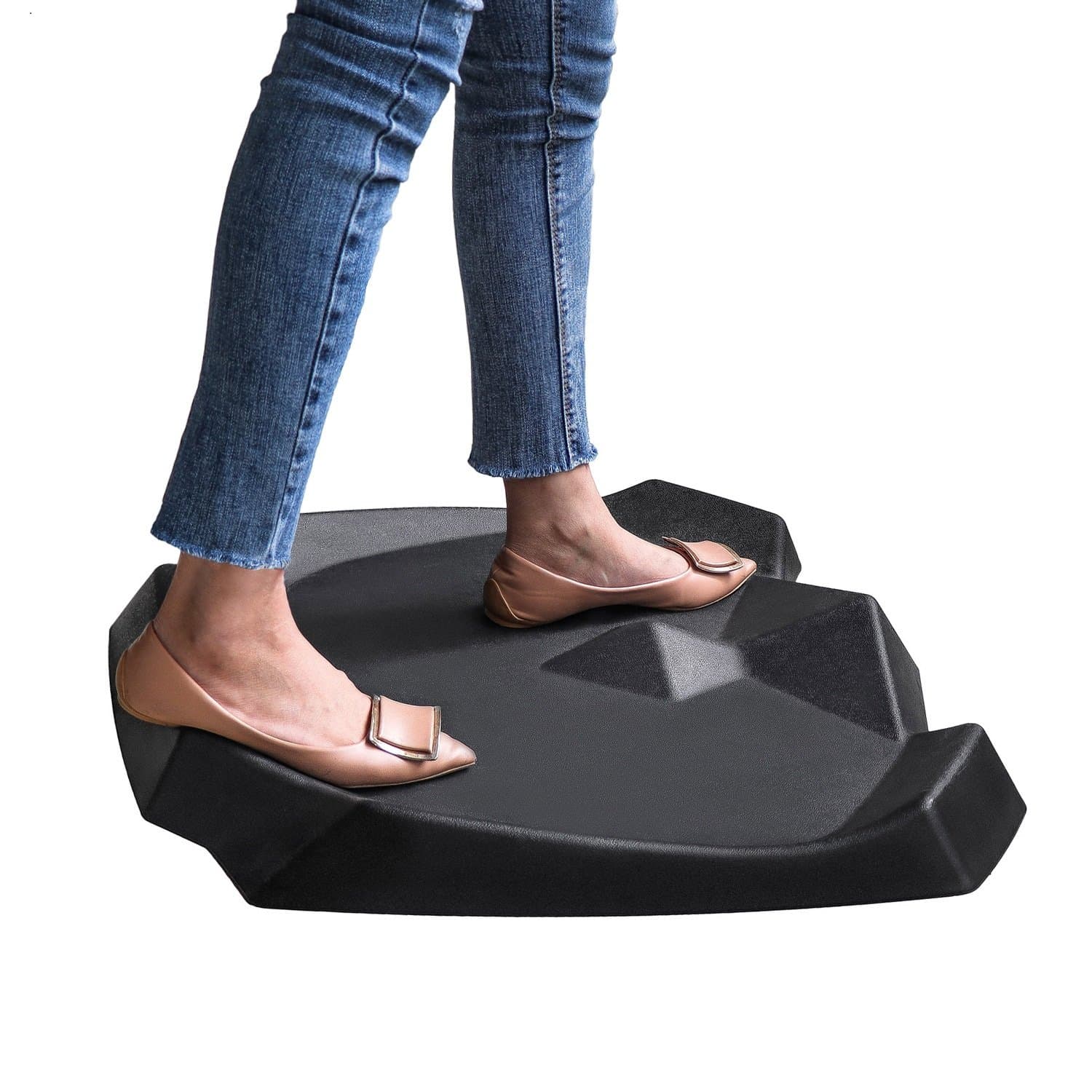 Standing Desk Mat - Not-Flat Anti Fatigue Mat for Stand Up Desks, Ergonomically Comfortable Standing Mat Workout at Home Office Black