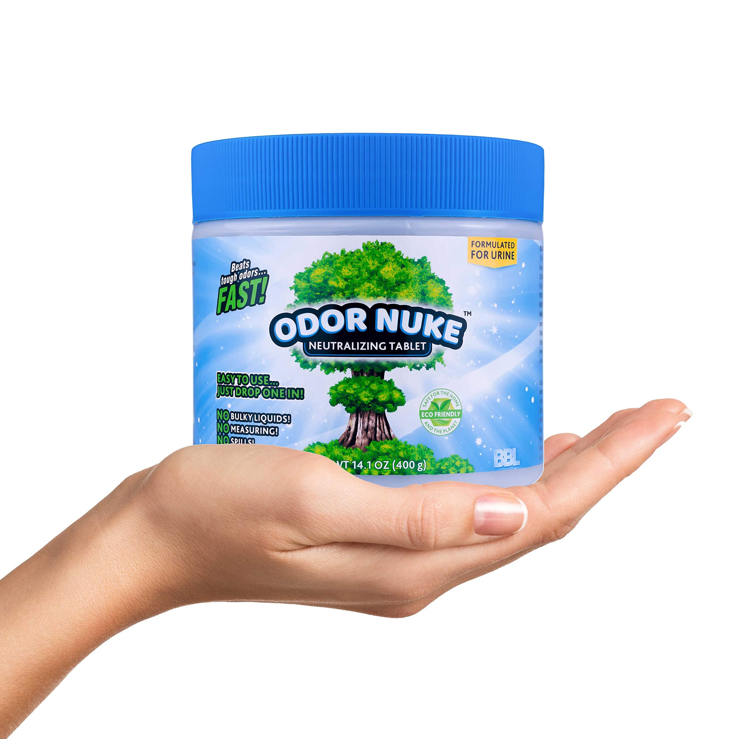 ODOR NUKE - Professional Human Urine Odor Remover - Concentrated Tablets + 100% ECO-Friendly (14.1oz) [Urinals for Men/Bottles/Bags/Toilets, Commode/Bedpan, Truckers/Cars, Hospitals/Homes/Senior-Care]