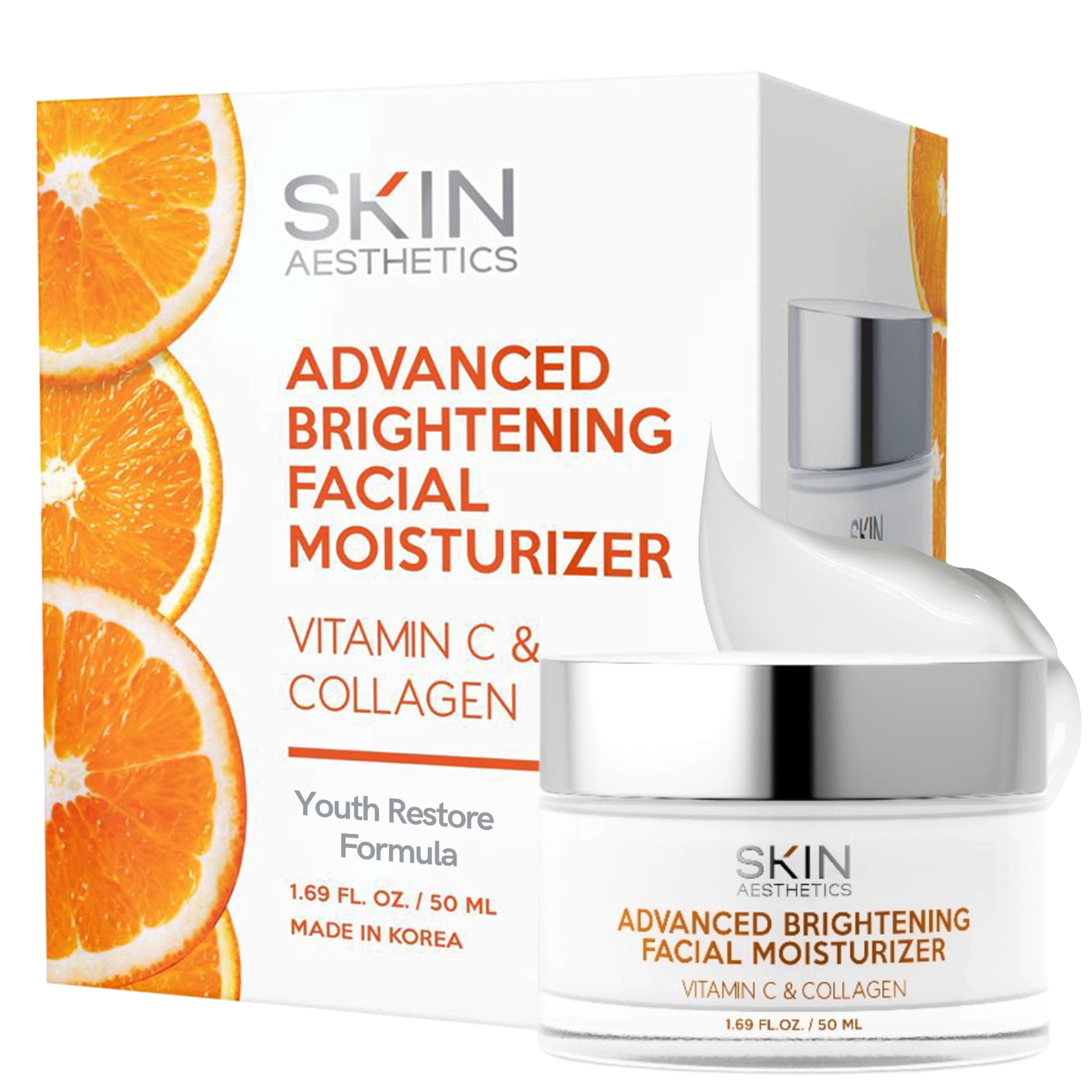 Vitamin C and Collagen Daily Face Moisturiser - Reduces Fine Lines & Wrinkles, Anti-Ageing, Advanced Brightening Day Cream - Cruelty Free Korean Skincare for All Skin Types - 50ml