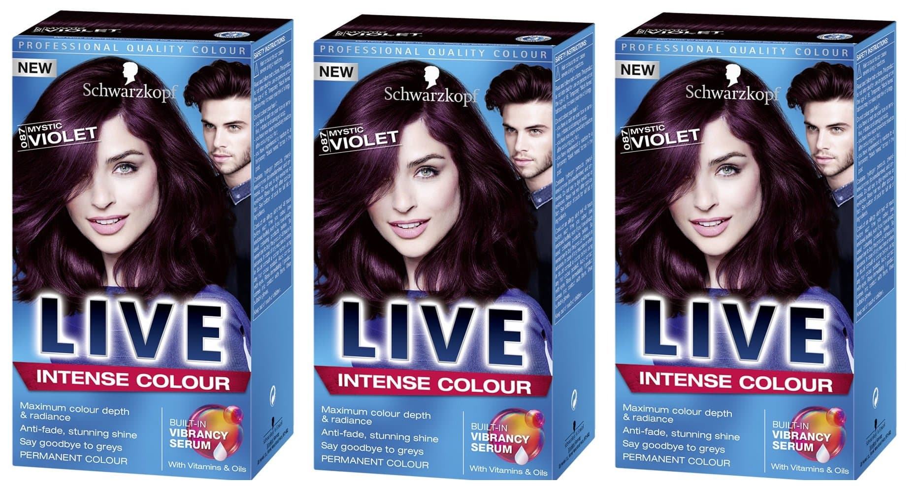 Schwarzkopf Live Intense XXL Permanent Colour Mystic Violet 087 - Pack of 3
