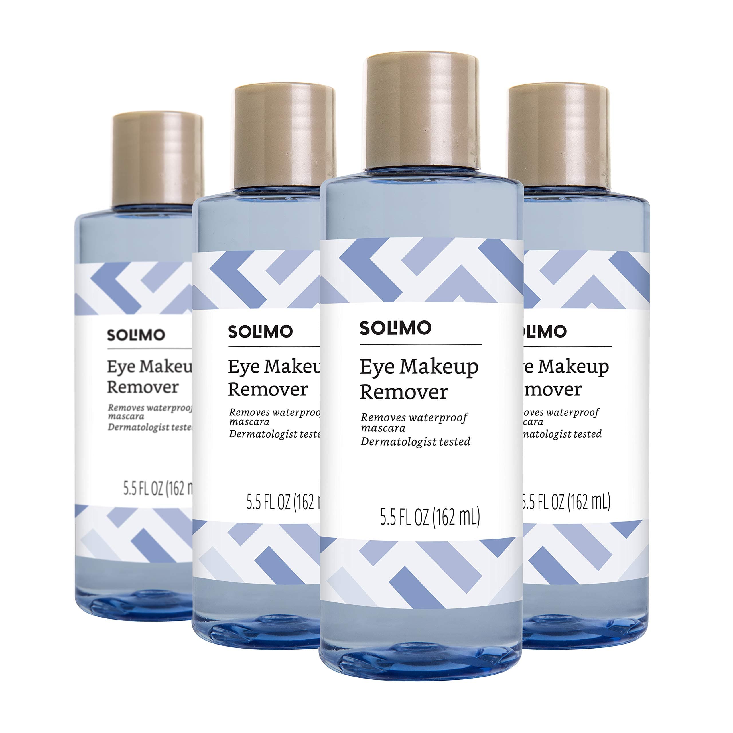 Amazon Brand - Solimo Eye Makeup Remover, Removes Waterproof Mascara, Dermatologist Tested, Unscented, 5.5 fl oz (Pack of 4)