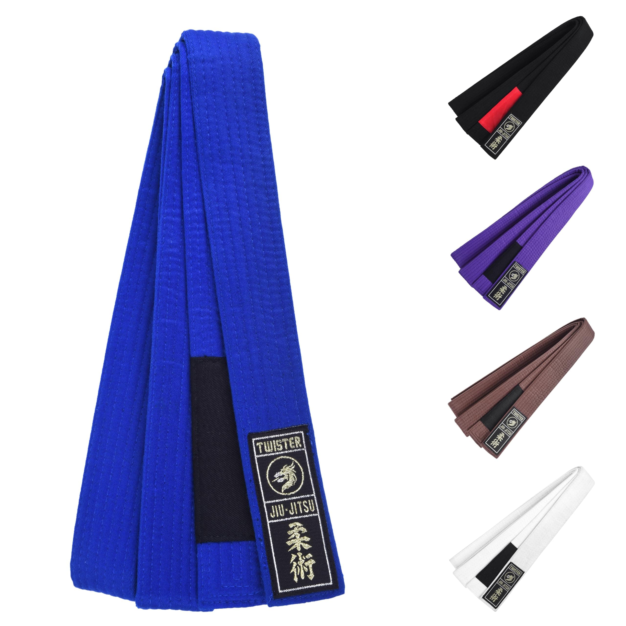 TWISTER Jiu Jitsu Belt | 1.5" Wide BJJ Belt | Premium Quality Woven Patch | 9 Stitching Belt