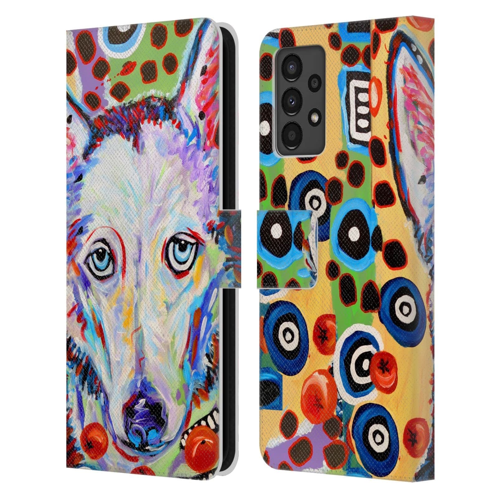 Head Case Designs Officially Licensed Mad Dog Art Gallery Husky Doo Dogs 2 Leather Book Wallet Case Cover Compatible with Samsung Galaxy A13 (2022)