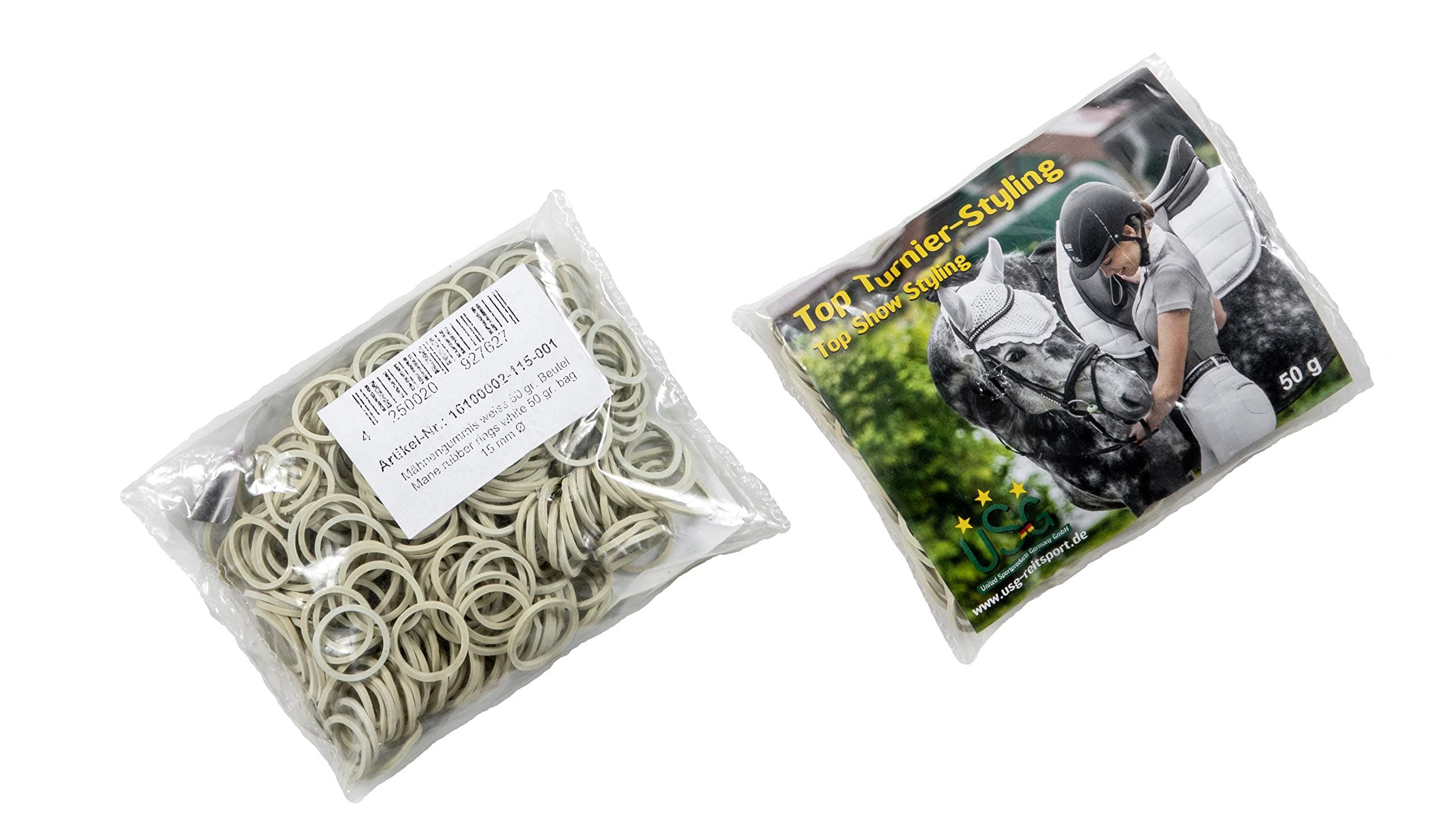 USG Mane Rubber Rings, White 50 g (Pack of 20)