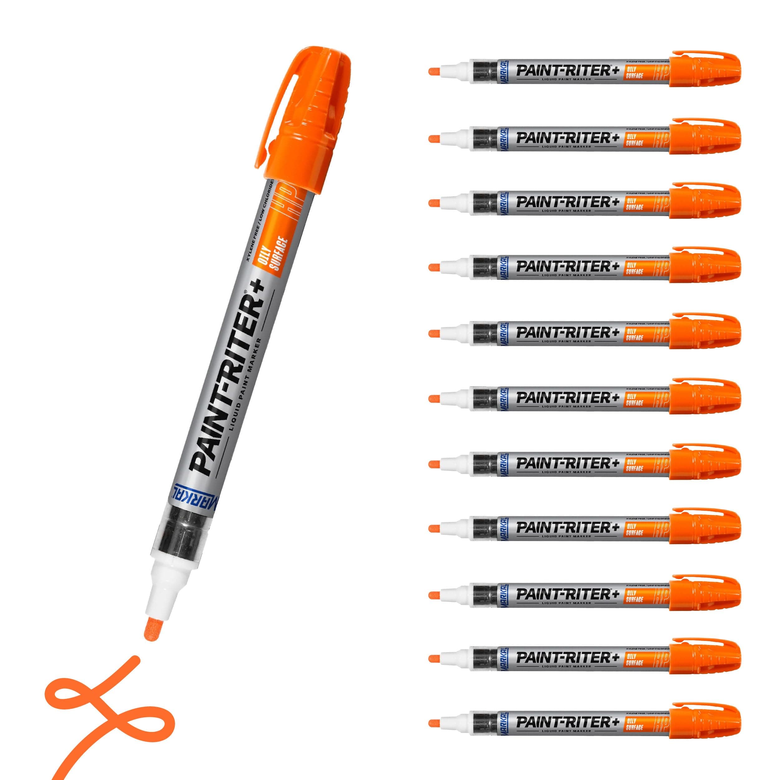 96964 Paint-Riter+ Oily Surface Liquid Paint Marker, Versatile Surface Compatibility, Bold Mark Size 1.8", Orange 12-Pack