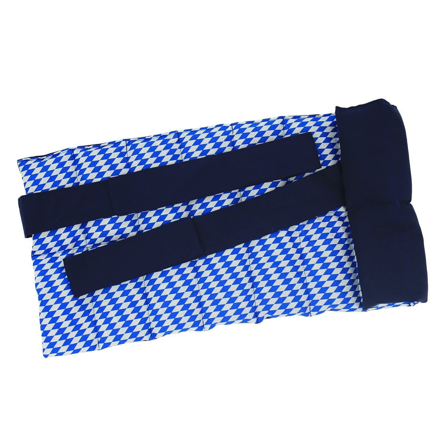 Large Kidney Warmer with Straps - Wheat Pack, Heat Bag, Thermal Pillow for Hot and Cold Therapy - Against Back Pain, Lumbago, Disc Problems - Filling: Purified Wheat Grains BLUE-WHITE