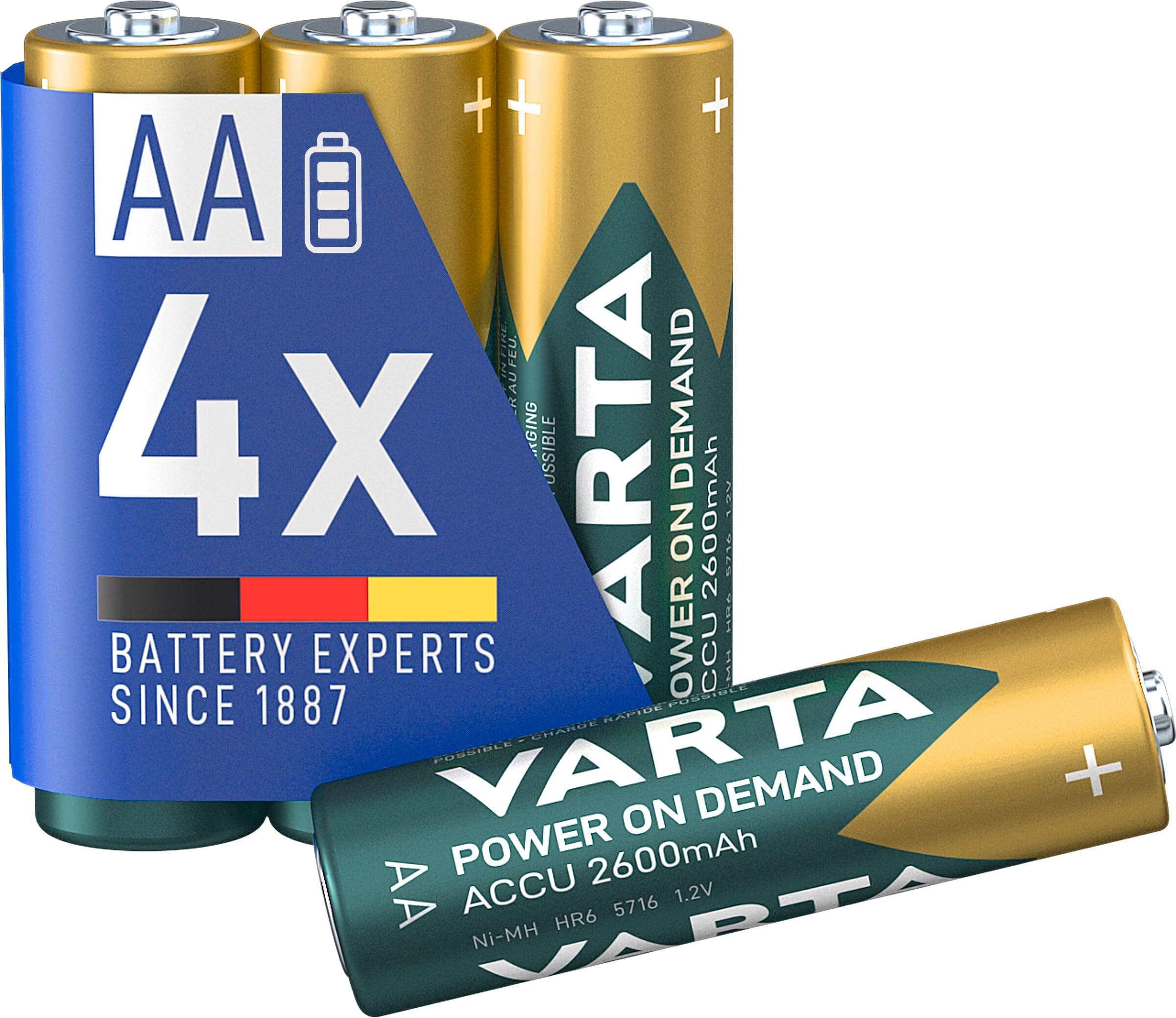 Rechargeable Ready2Use Pre-Charged AA Mignon Ni-Mh Battery (4-Pack, 2,600mAh, 4-Pack), Rechargeable Without Memory Effect - Ready for immediate use