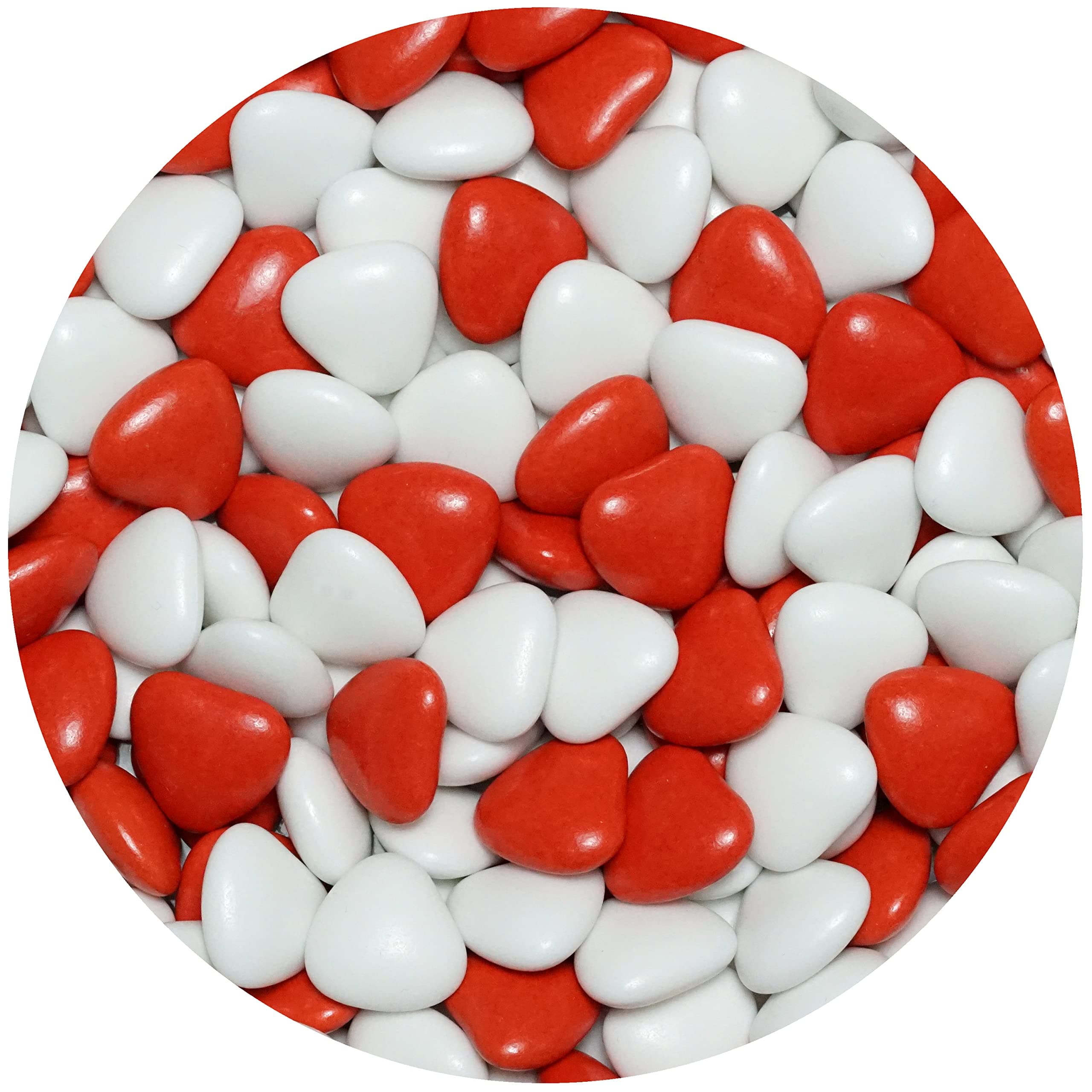 EinsSein1kg Sugared Chocolate Hearts Dragees mix med white-red glossy heart chocolates sweets dragées dragees wedding mini favours guests shapes chocolate table hearts party baptism sweet sugared