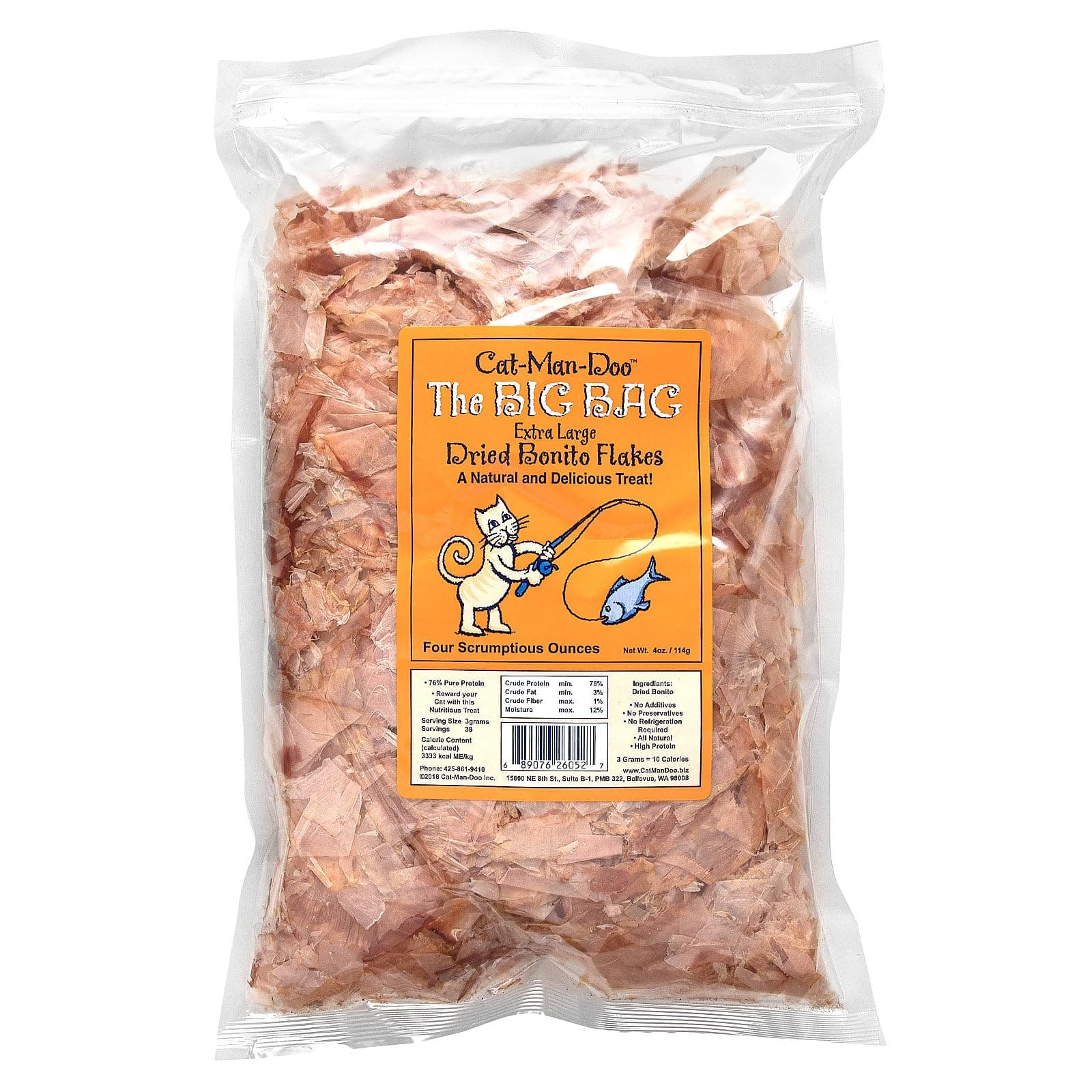 Extra Large Dried Bonito Flakes Treats for Dogs & Cats - All Natural High Protein Flakes - 4oz. / 112g Bag