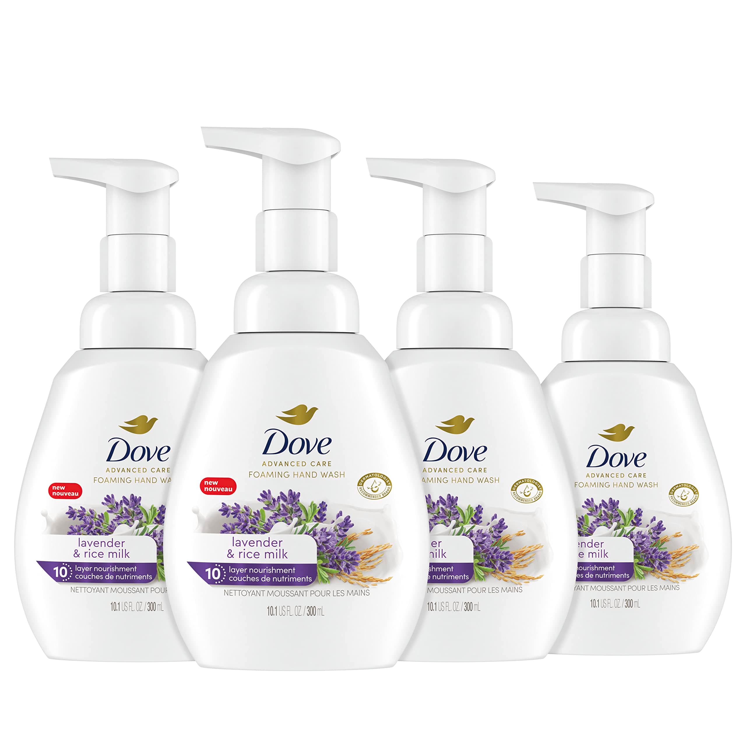 Dove Nourishing Foaming Hand Wash For Clean and Softer Hands Lavender and Yogurt Cleanser That Washes Away Dirt and Germs 10.1 oz 4 Count