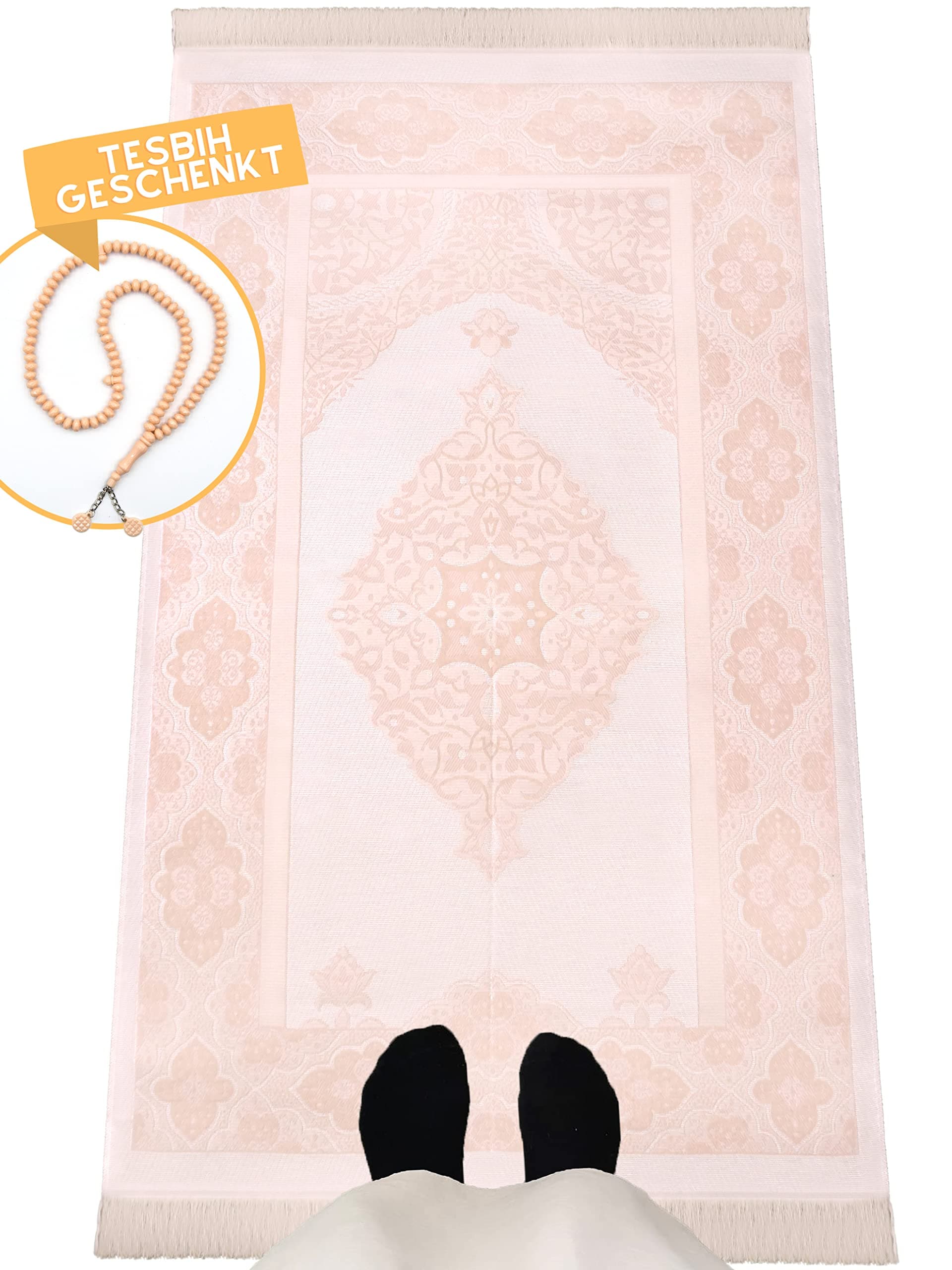 Imanpaper - Prayer mat for Muslims in pink - extra thin to take with you - gift for converted siblings 1.20 x 0.70 m | Namazlik Seccade Salah Sejadah Islamic Prayer Rug I prayer in Islam