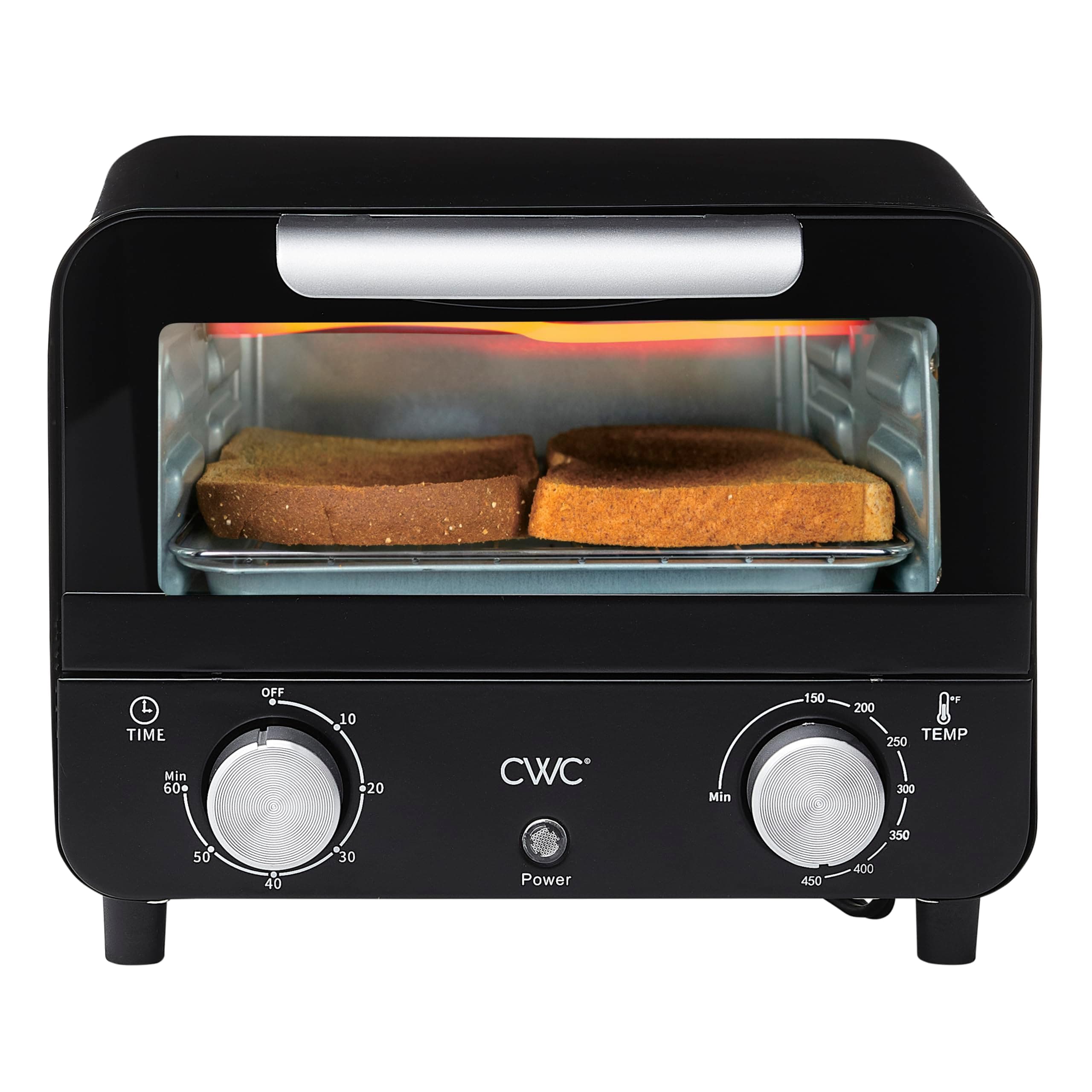 COOKING WITH COLOR MINI TOASTER OVEN: 600W Power, Precision Timer, Auto Shut-off and Culinary Delights up to 450 Degrees, Black