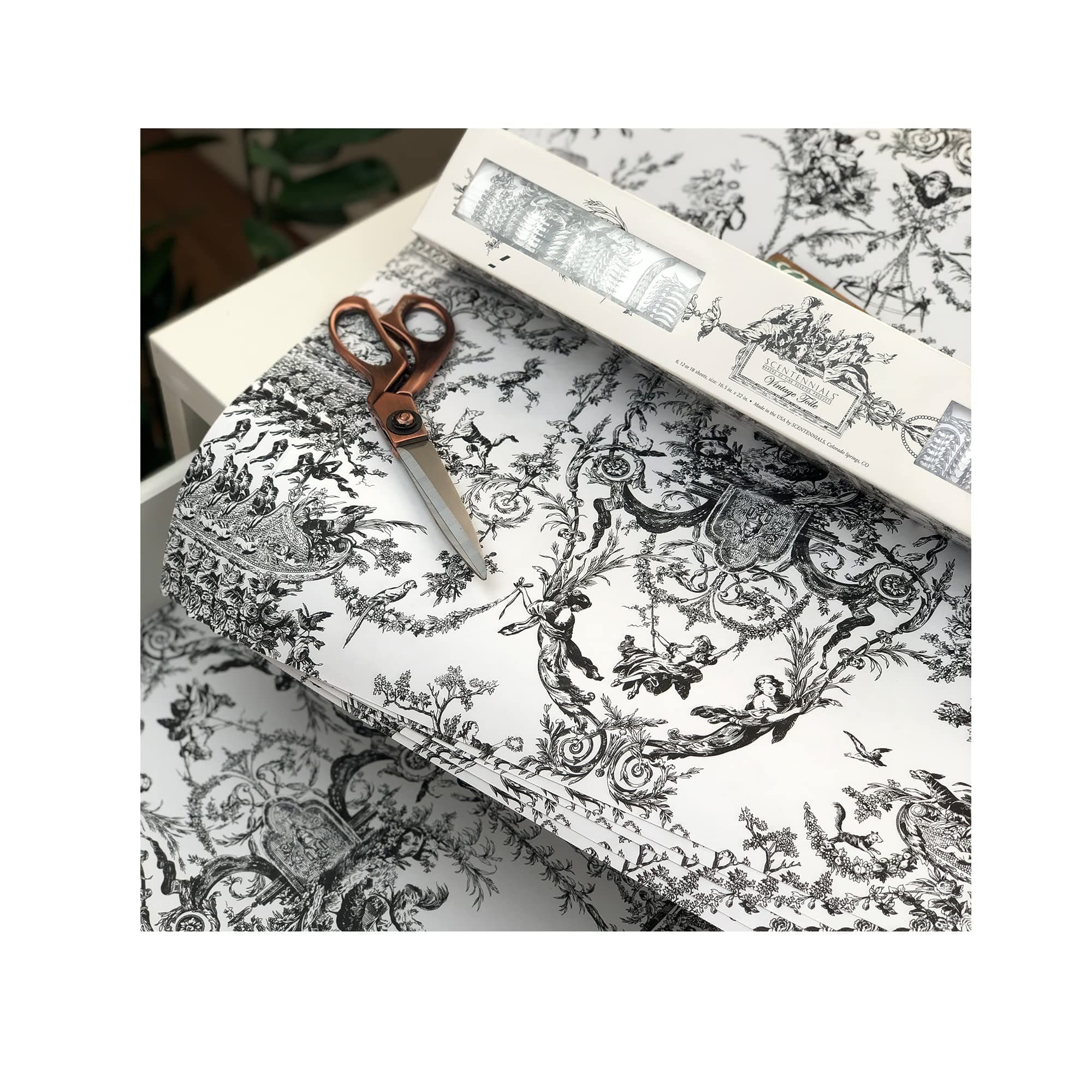 Vintage Toile Scented Drawer Liners - (16.5 x 22 Inch) Toile Print - Premium Quality Shelf Liner Sheets - Ideal for Kitchen, Drawer & Closet, Non-Adhesive Design