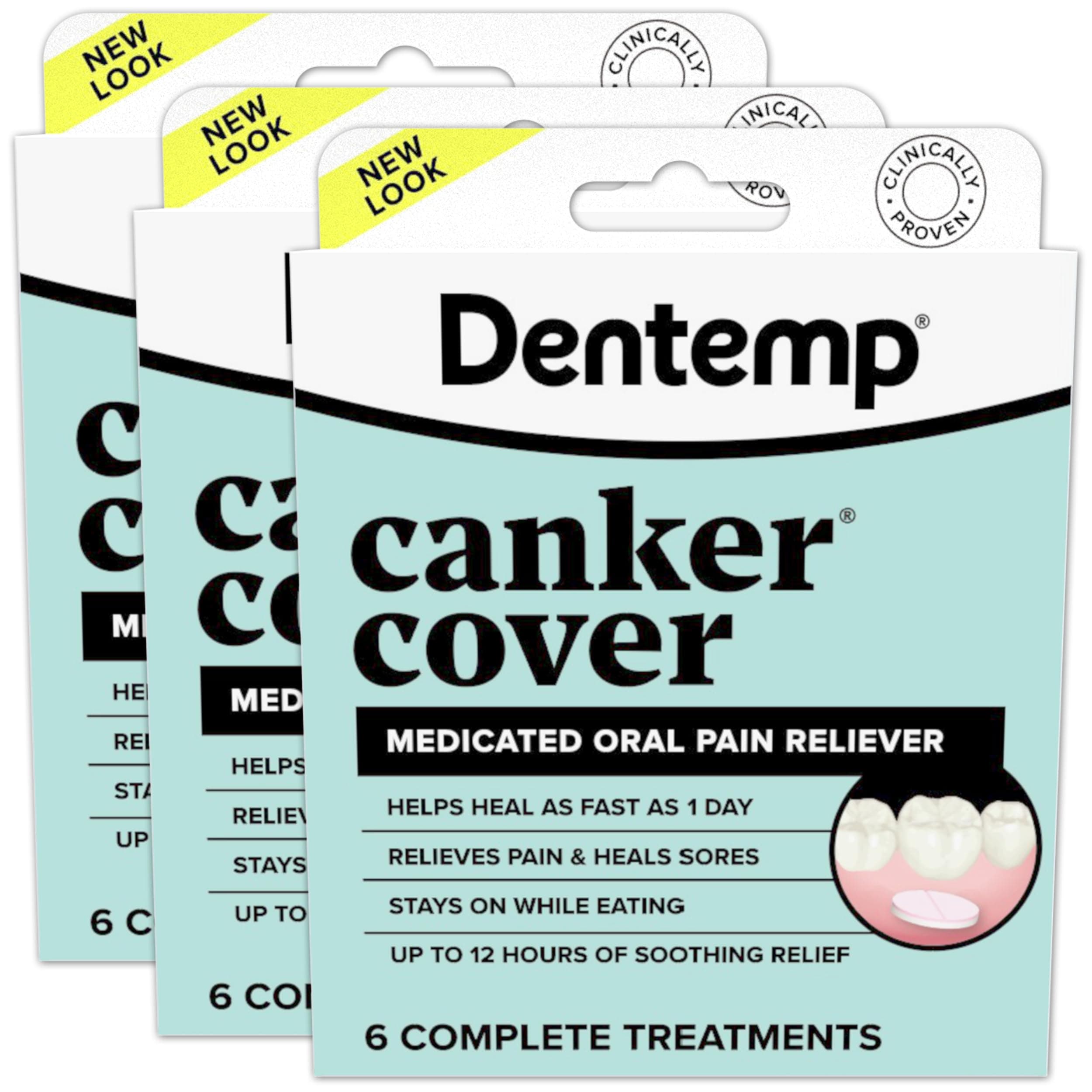 Dentemp Canker Cover - Canker Sore Medicine Pain Reliever (3pack) - Canker Sore Treatment to Relieve Canker Pain, Mouth Sores & Mouth Irritation - Fast Acting Canker Sore Relief Tablets for Adults