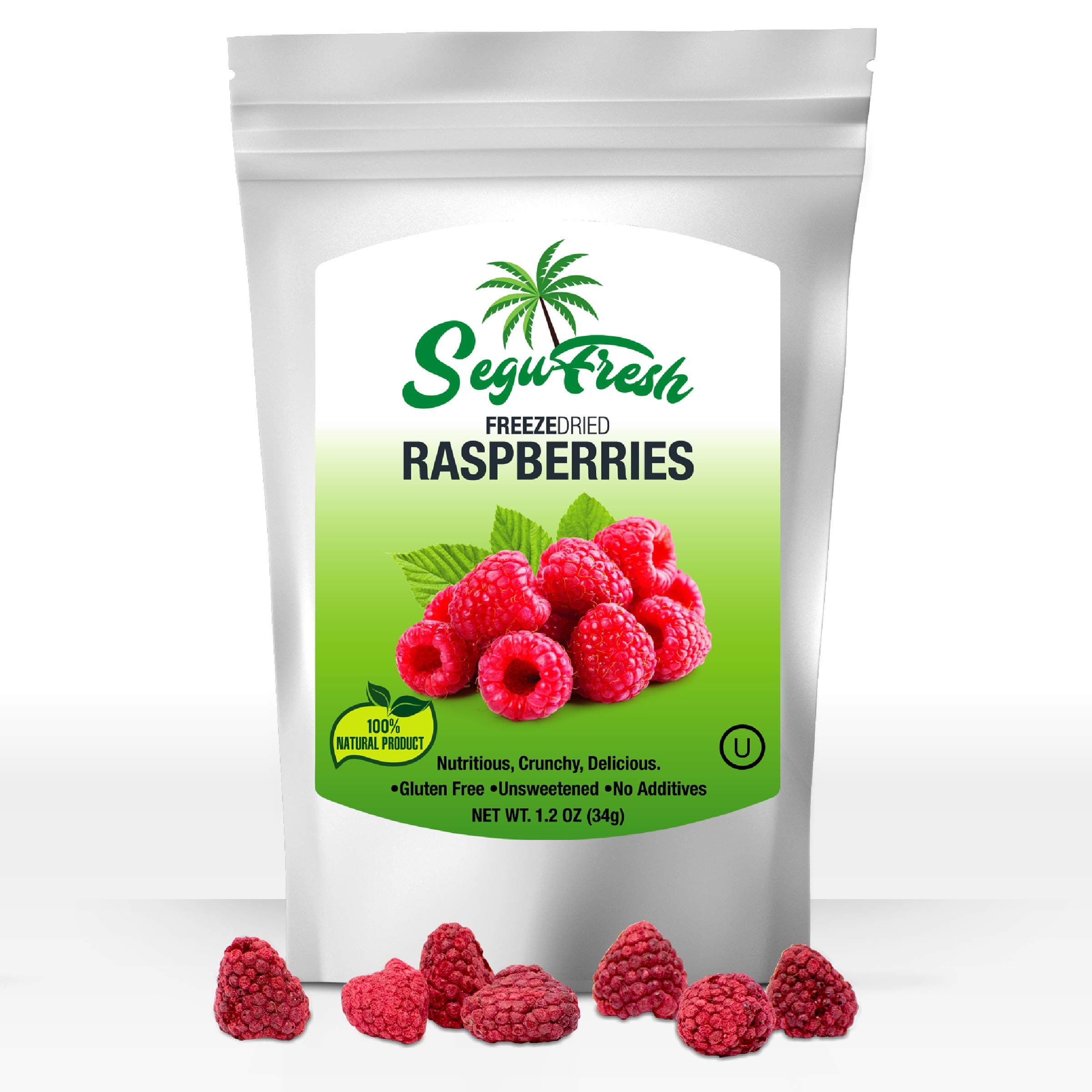Segufresh Freeze Dried Raspberries (2 Pack) 100% Natural Food Product | Nutritious And Delicious Crunchy|Gluten-Free & Vegan Unsweetened Fruit, No Additives, Healthiest Snacks Pack Ever In Resealable