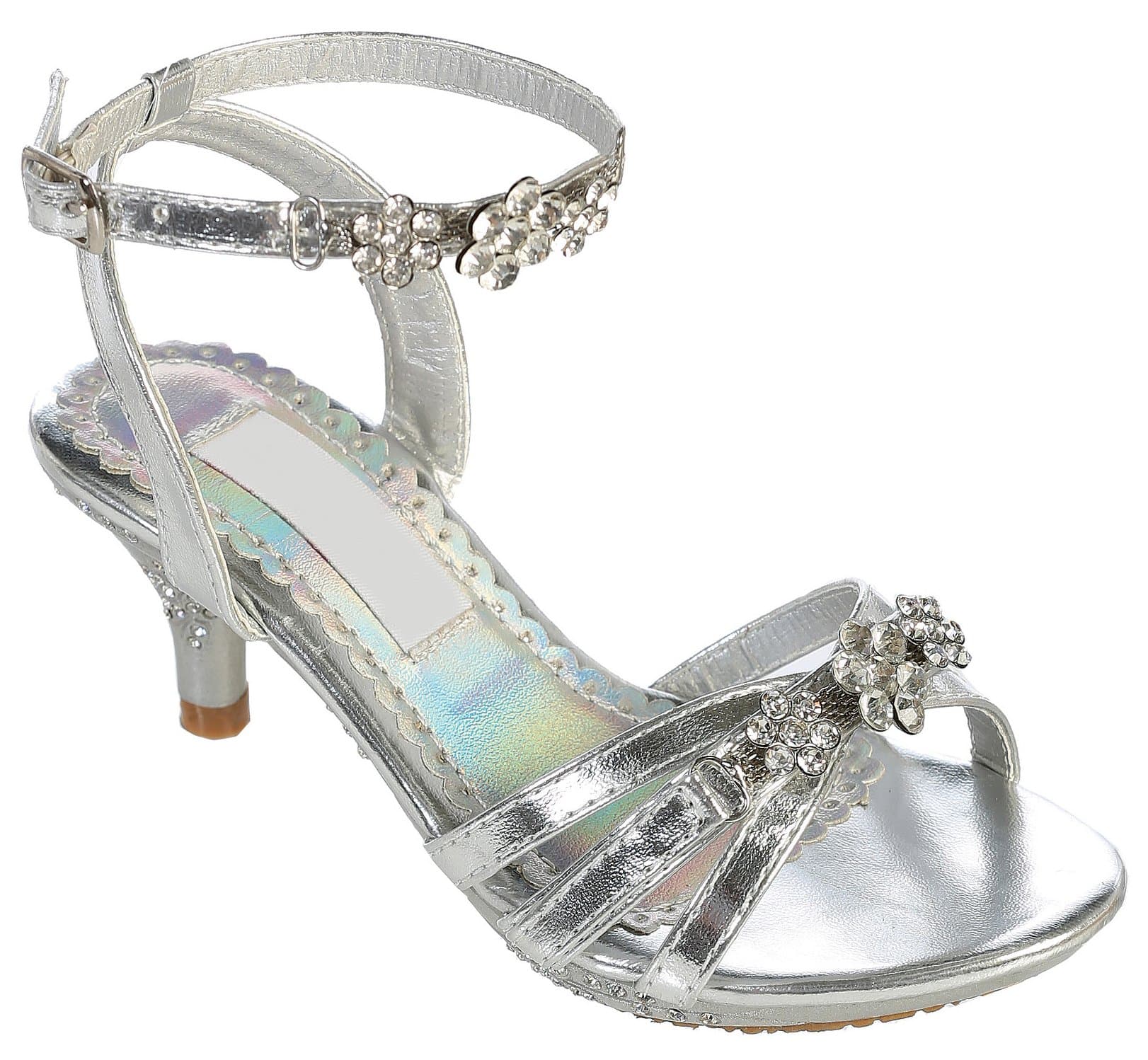 Dempsey Marie Little Girl 9 to Youth 4 Pageant Heel Girl's Shoe with Ankle Strap & Rhinestones