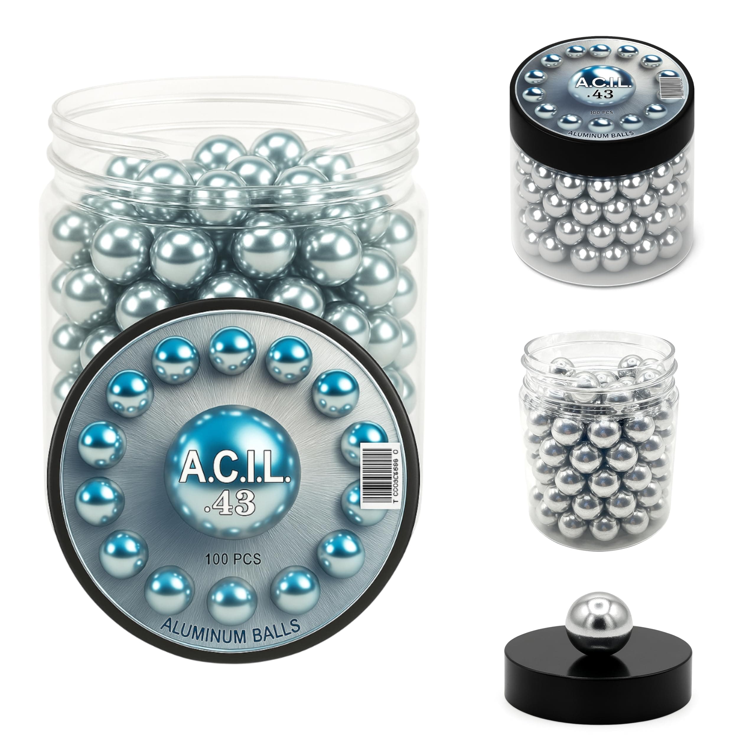 Aluminum Balls .43 caliber Solid Hard Resuable Paintballs for Target Practice, Training and Defense Pistols in 43 caliber (100 pcs)
