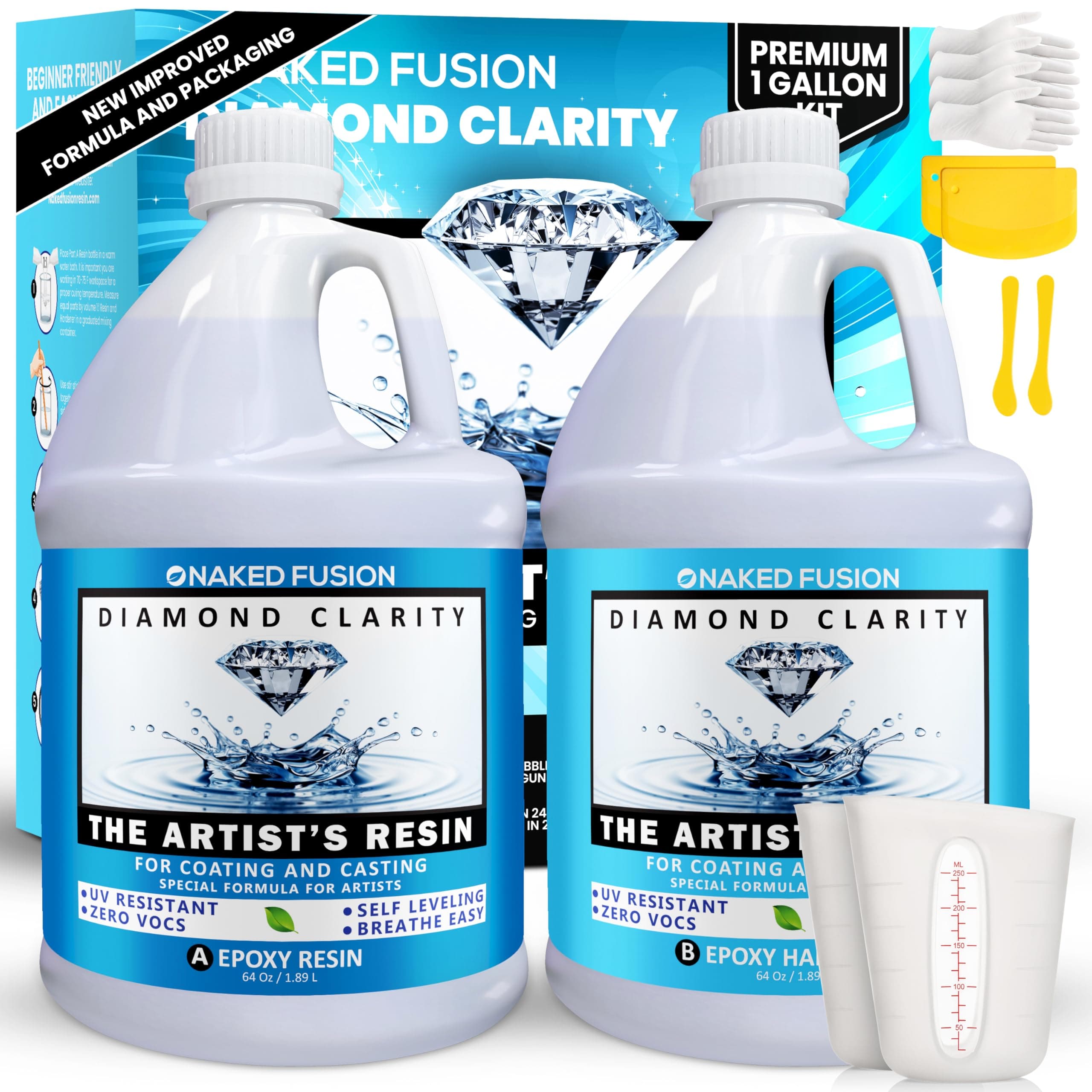 Epoxy Resin Art Crystal Clear Formula - The Artist's Resin for Coating, Casting, Art, Geodes, Tabletop, Bar Top, Live Edge Tables, River Tables - Non-Toxic - 1 Gallon Kit