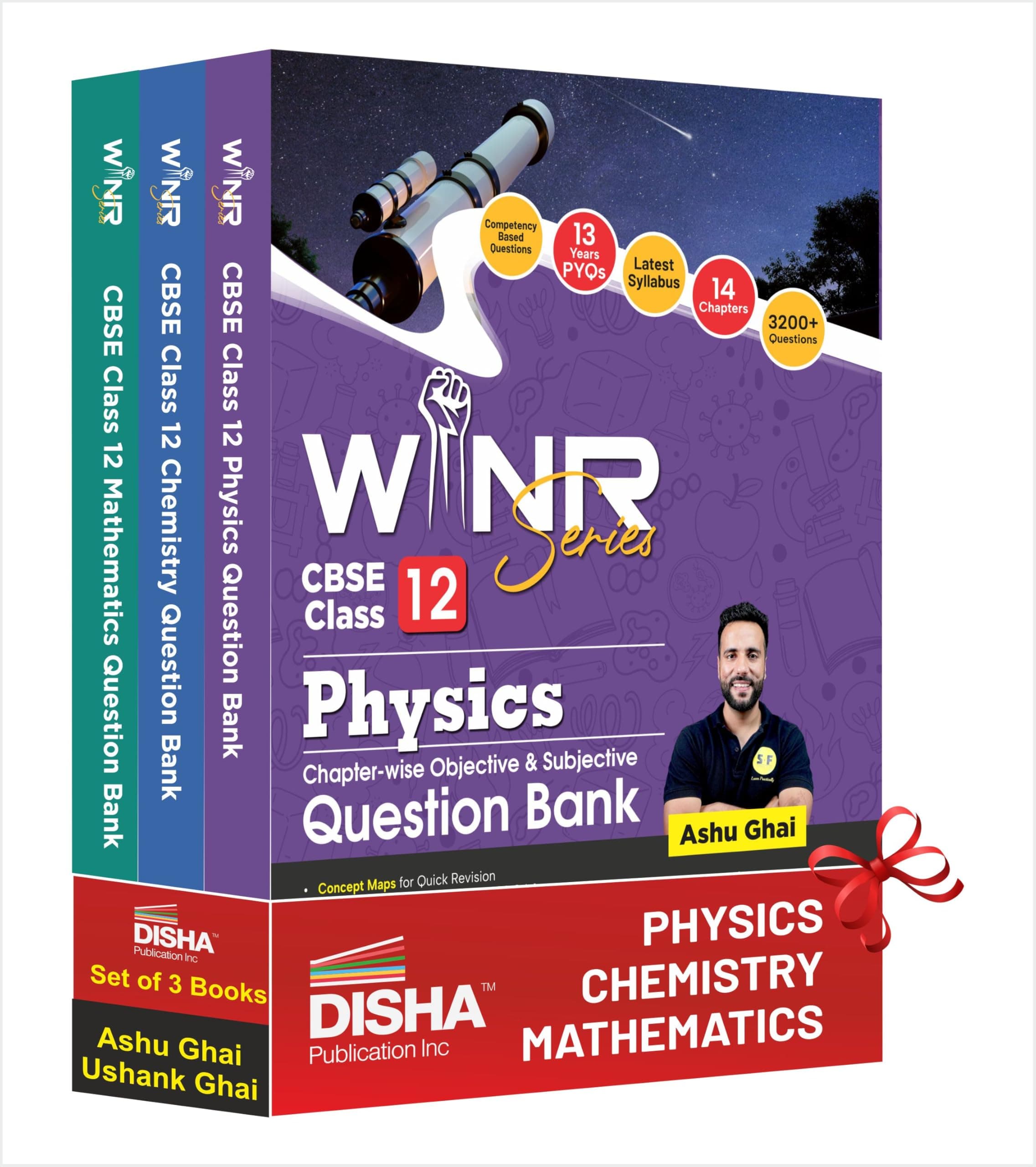 Disha Combo (set of 3 Books) WINR Series CBSE Class 12 Physics, Chemistry & Mathematics Chapter-wise Objective & Subjective Question Bank | New ... 2026 Exam | Fully Solved | Competency (CFPQ)