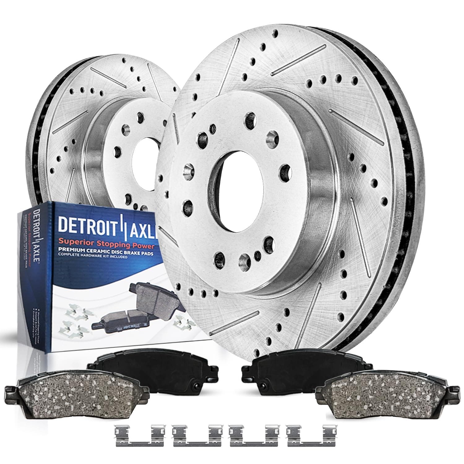Front Brake Kit for Chevy GMC Silverado Sierra Suburban Express Savana 1500 Tahoe Yukon XL Escalade ESV EXT XTS Drilled & Slotted Brake Rotors Ceramic Brakes Pads : 12.99'' inch Rotor