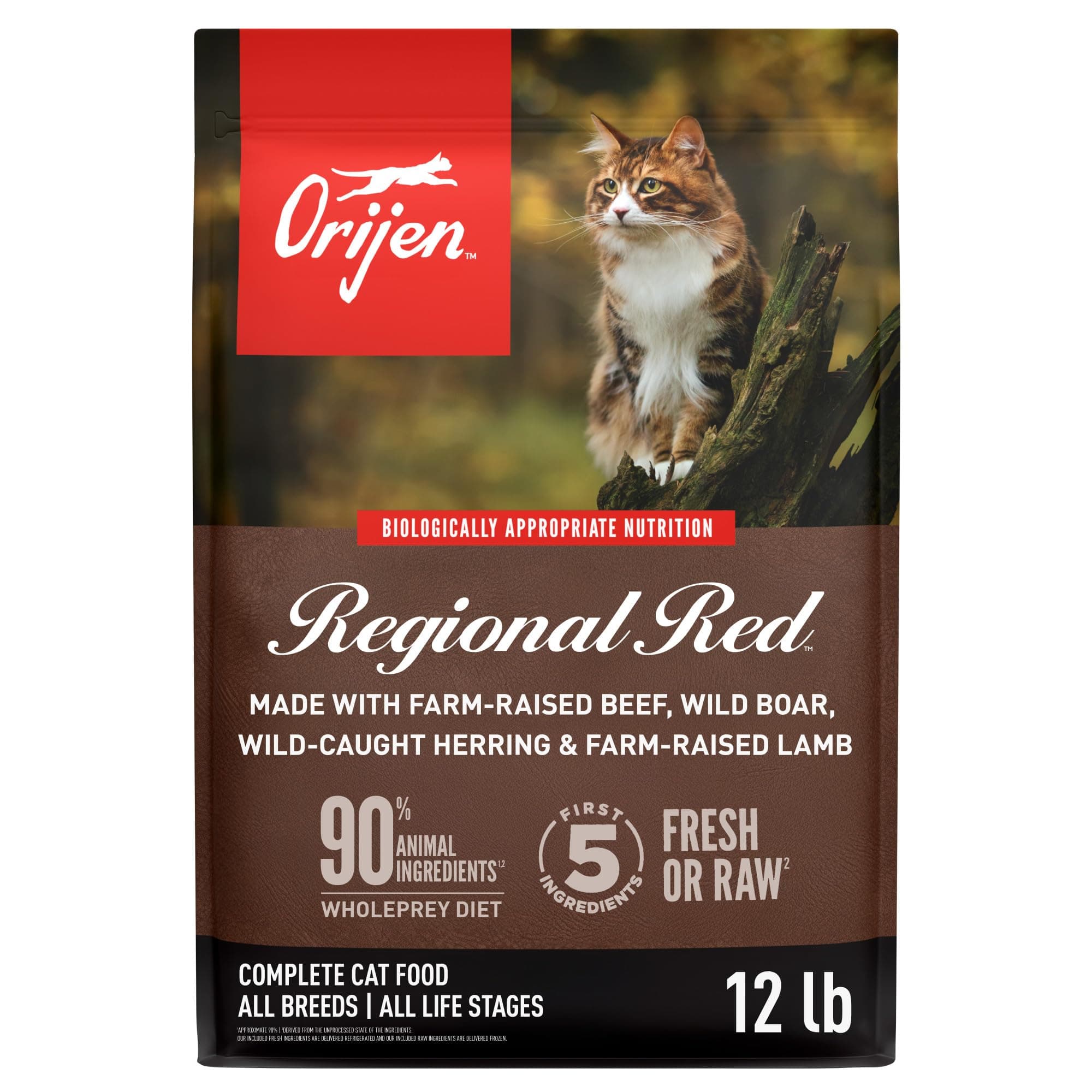 REGIONAL RED Dry Cat Food, Grain Free Cat Food for All Life Stages, With WholePrey Ingredients, 12lb