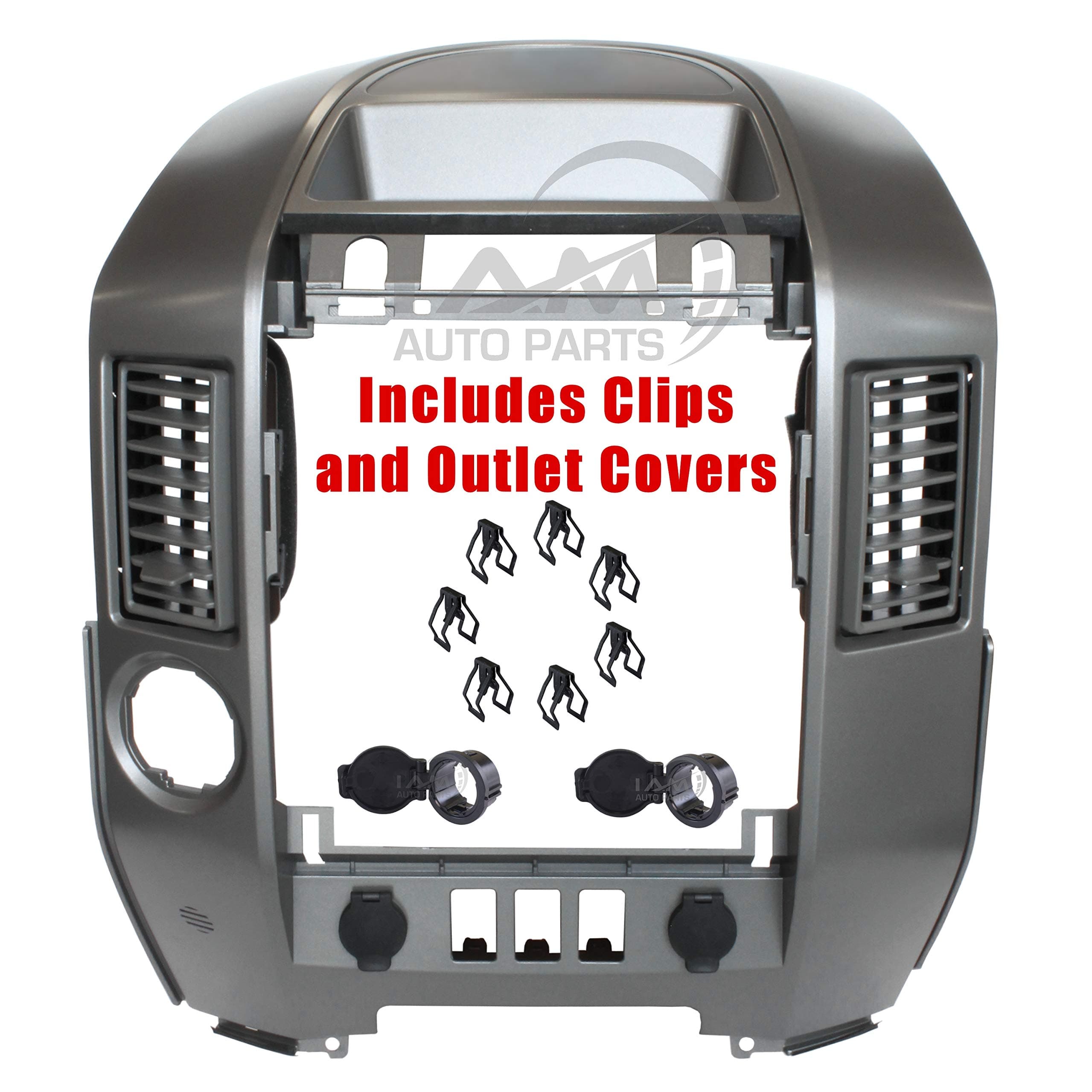 IAMAUTO 54881 Center Dash Radio AC Finisher Surround Bezel For 2004 2005 2006 Nissan Titan and Armada (WITHOUT Navigation/WITHOUT Speaker Bezel) CLIPS INCLUDED