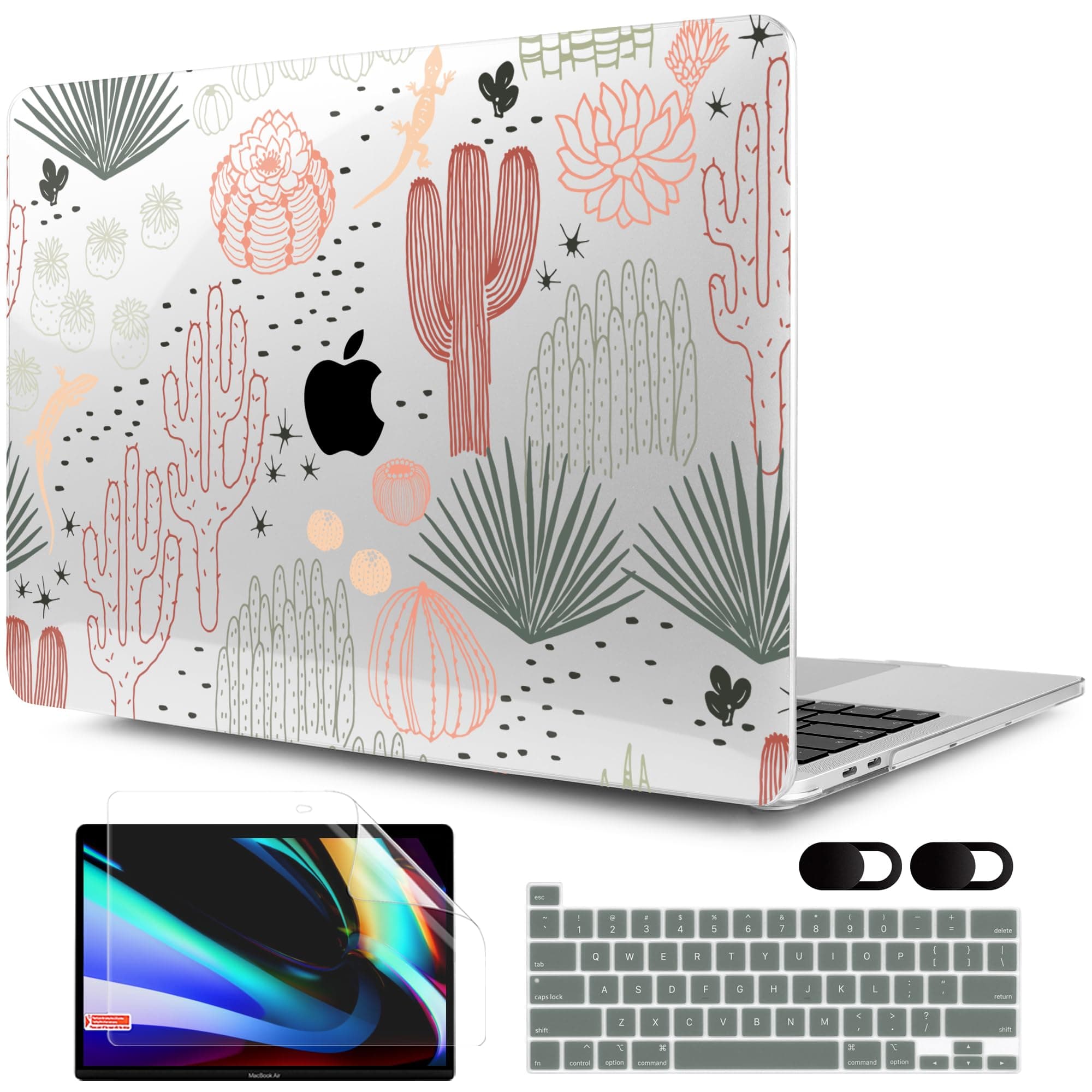 MEEgoodo Case for MacBook Pro 13 inch, Laptop Hard Shell Case with Keyboard & Camera Cover, Cacti
