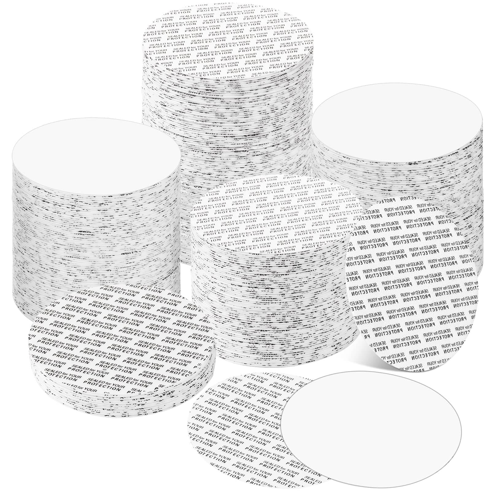 70 mm Foam Lid Liner Pressure Sensitive Seal Round Jar Sealer Bottle Seals Heat Resistant Foam Cap Torque Activated Safety for Protection Safety Jar Cap Bottle Vial Tamper Gasket Kit(200 Pieces)