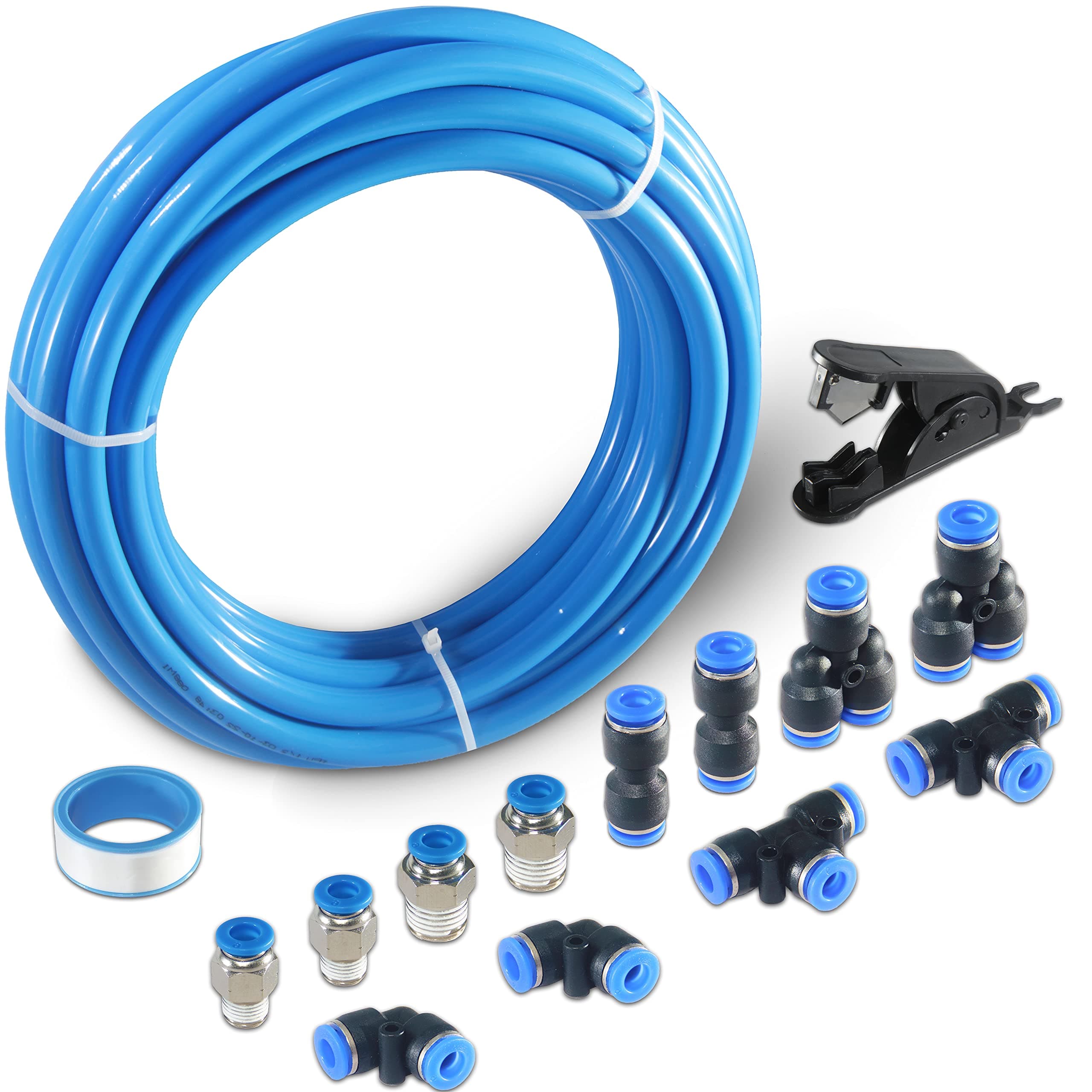 Pneumatic Tubing Blue Polyurethane PU Air Hose Pipe Tube Kit 6mm OD 4mm ID 10 Meter 32.8ft for Air Line or Fluid Transfer (6mm x 10M)