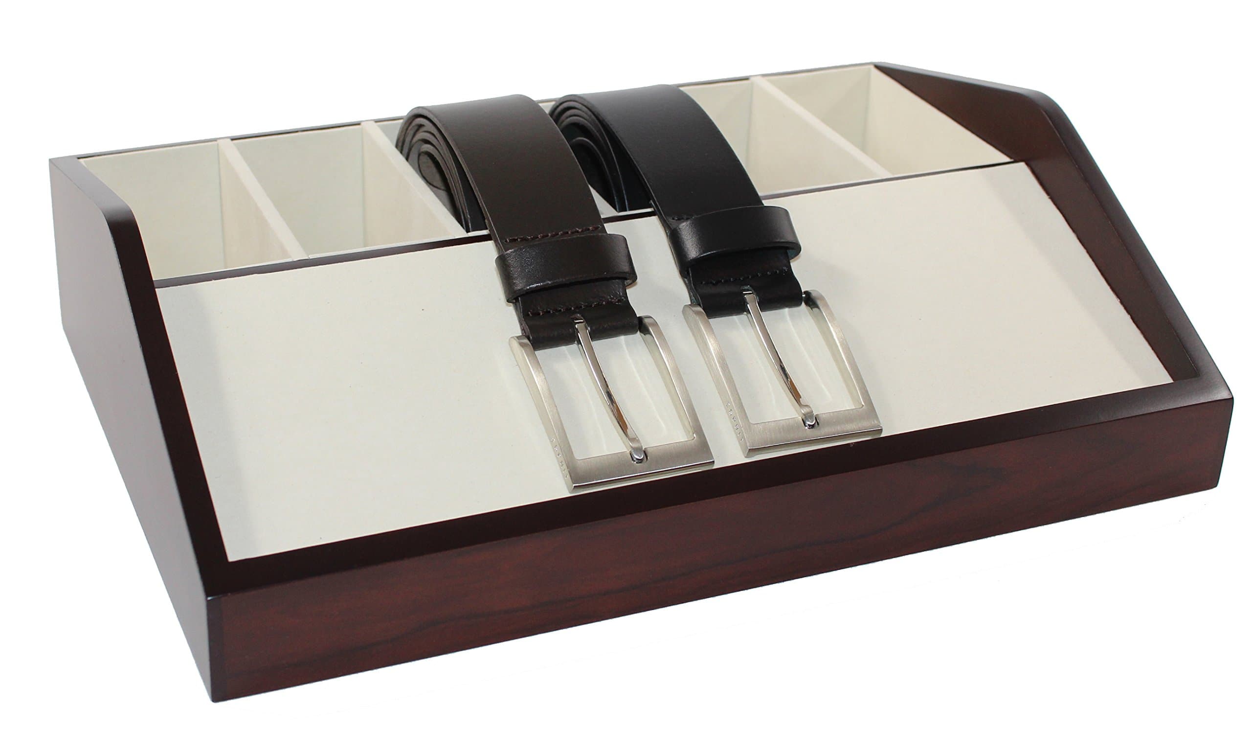 Estellani® Wooden Belt Box, Belt Rack 6X, Color Brown, Belt Organiser, Belt storage, Belt display