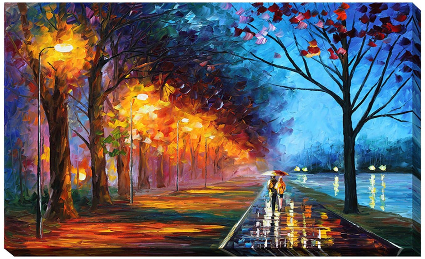 Picture Perfect International Giclee Stretched Wall Art by Leonid Afremov Alley by The Lake Artists-Canvas, 18" x 30" x 1"