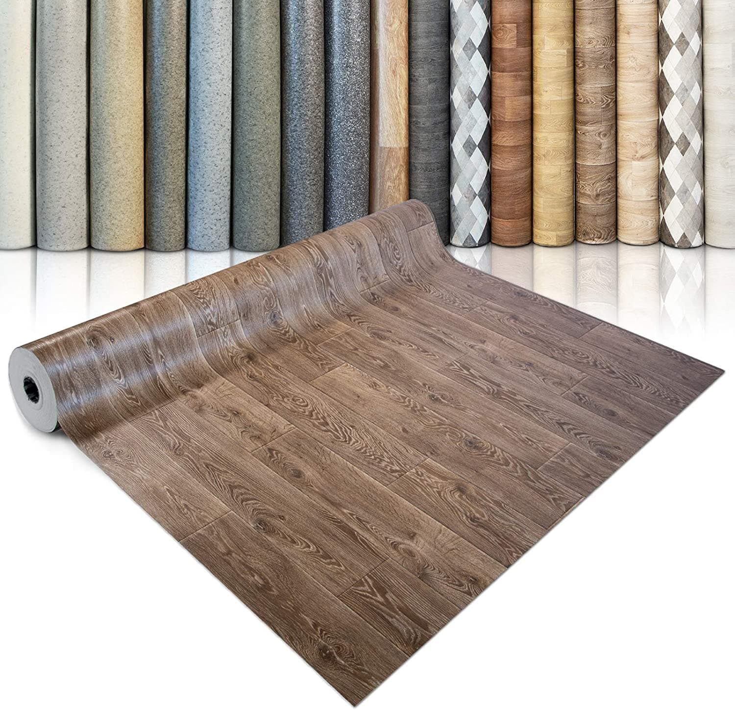 Vinyl Flooring Rolls, by The Metre - Wood Effect, Tile Effect, Stone Effect - PVC Flooring, Cushion Lino Floor Covering for Kitchen, Bathroom & Living Room (Bartek Oak, 200 x 600 cm)