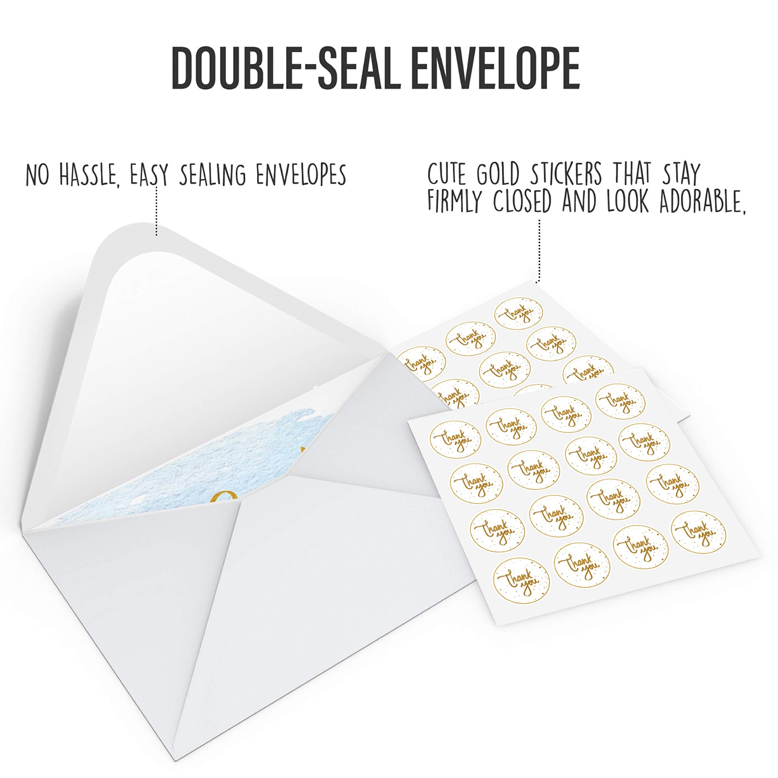 Gold And Watercolor Thank You Cards for Thank You Notes! Bulk Set of 48 Blank Cards with Envelopes for Baby Shower Note Cards, Wedding Thank You Cards and Bridal Shower Thankyou Card