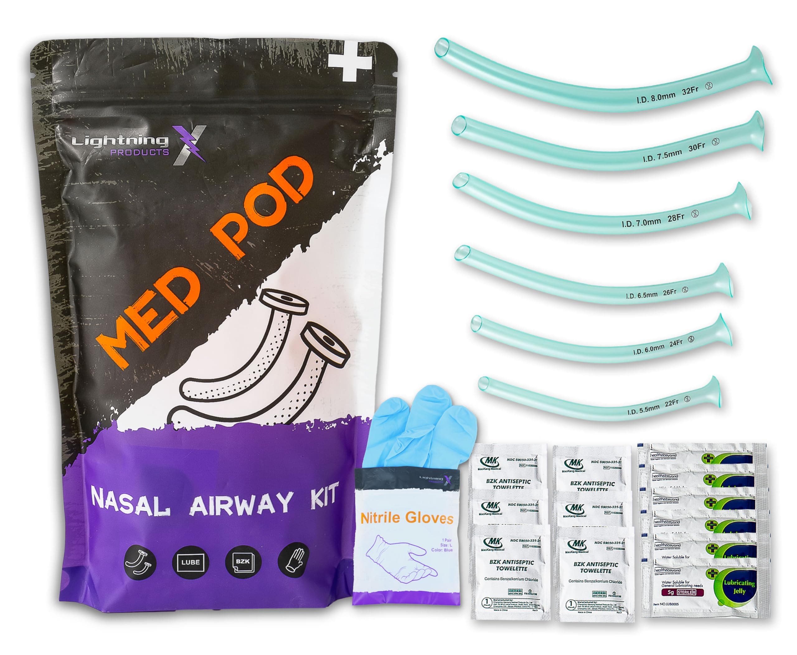 Nasopharyngeal (Nasal) Airway Kit 6 pcs NPA