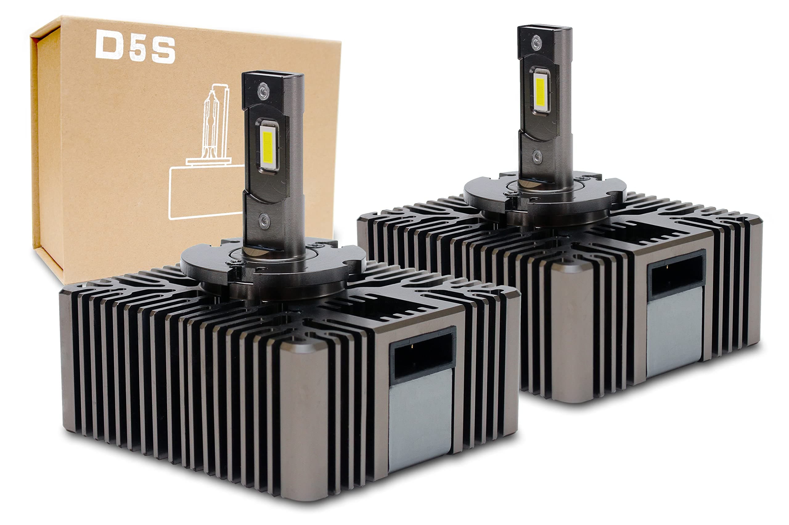 Replacement D5S 35W LED 6000K 8,000 Lumens White Headlight Light Bulbs Error-Free CanBus Plug-and-Play Low and High Beam Upgrade, 2 Pack