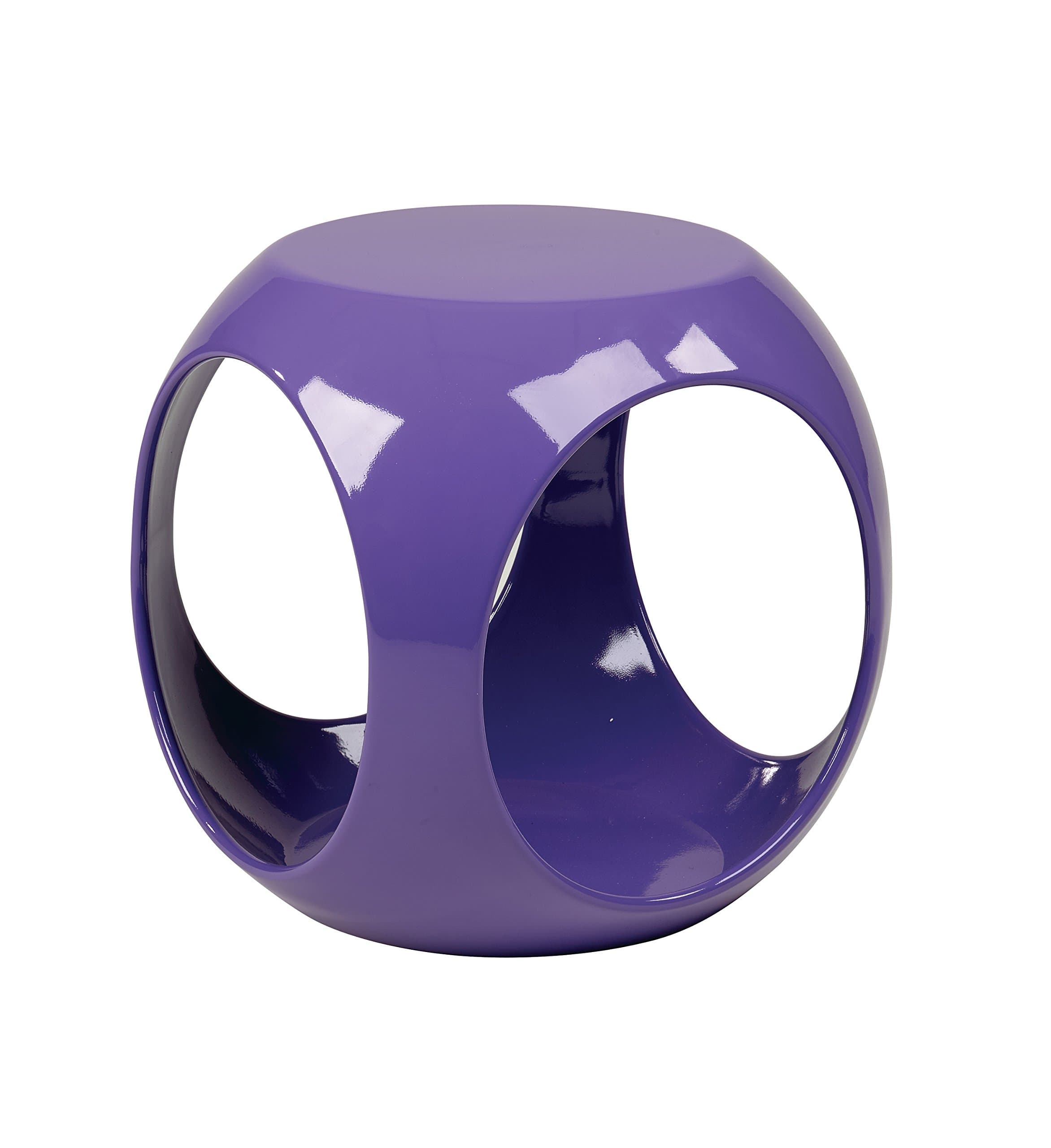 OSP Home Furnishings Slick High Gloss Durable Cube Accent Table, Purple