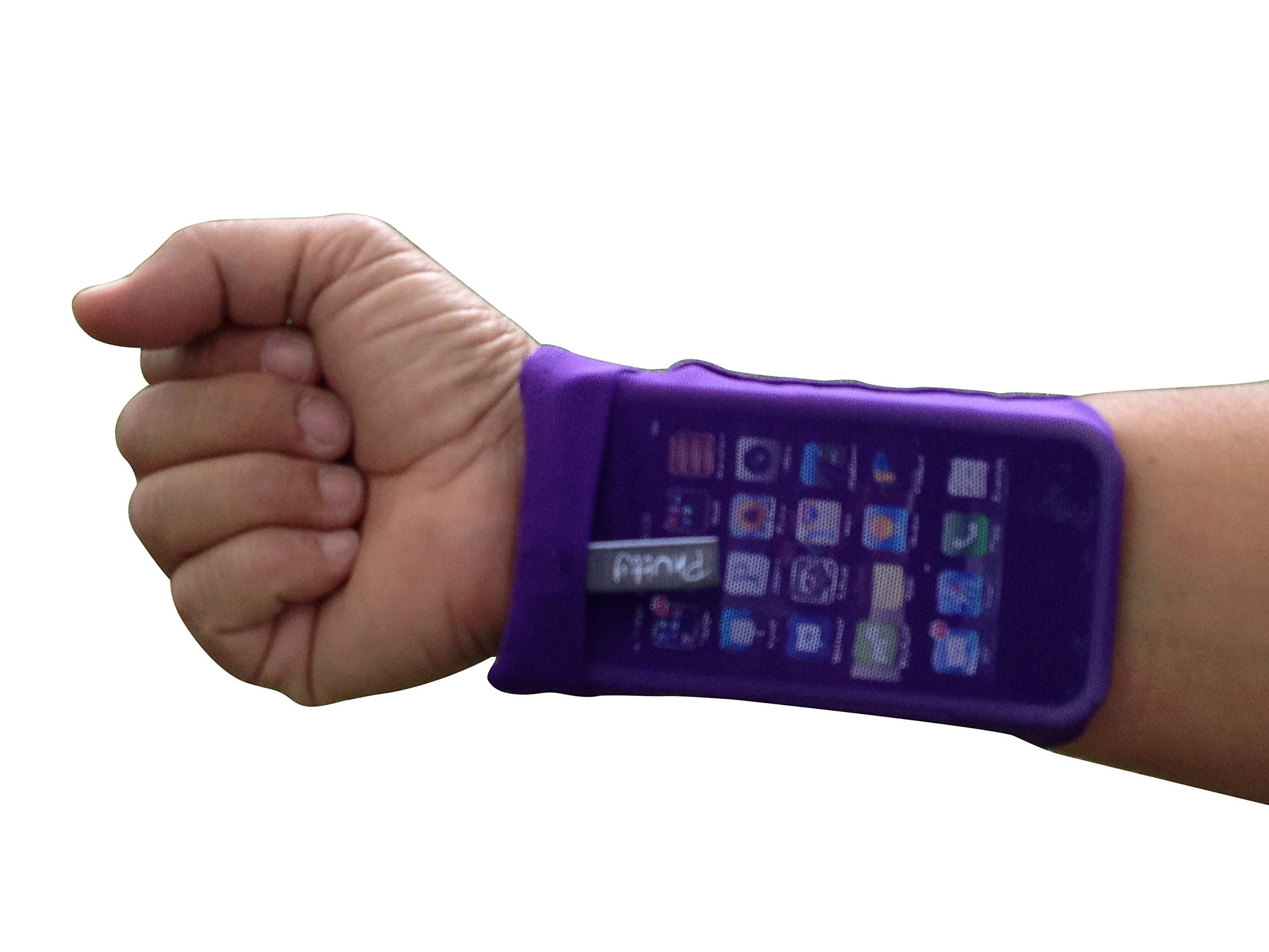 Wrist Cell Phone Holder & Wallet. Perfect For Sports - Running, Jogging, Cycling, Fishing - A Mobile Phone Wrist Cubby - Purple Small
